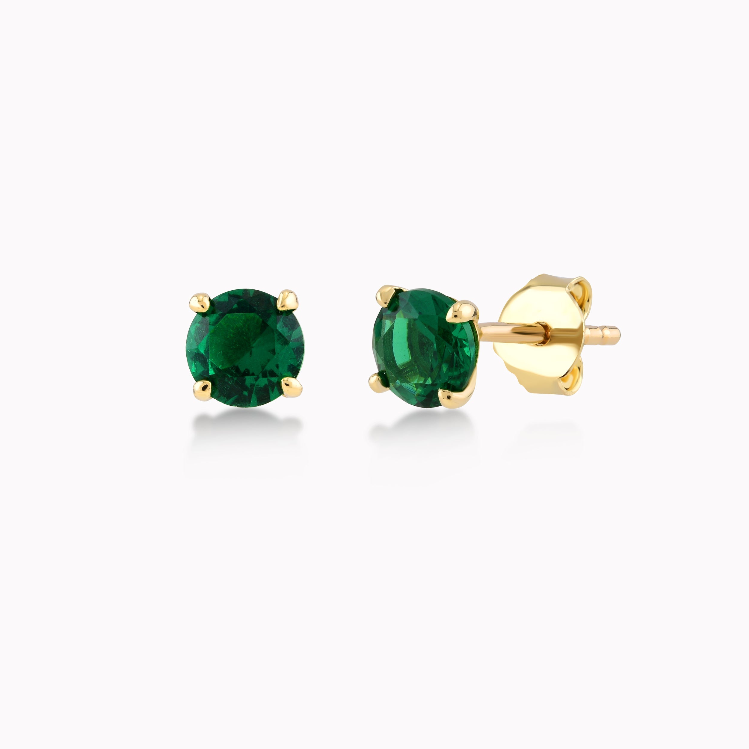 14K Yellow Gold Green Cubic Zirconia Earrings