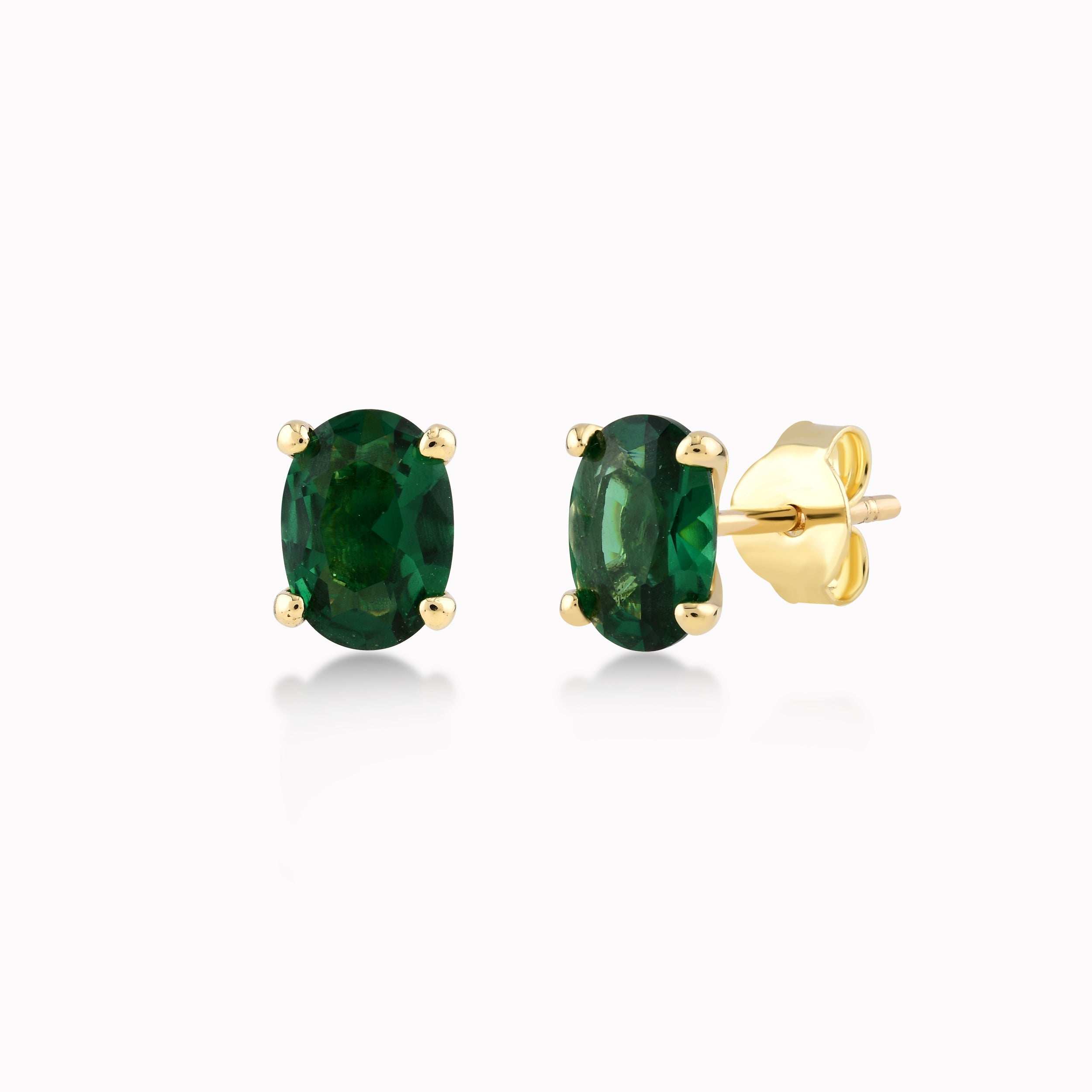 14K Yellow Gold Green Cubic Zirconia Earrings