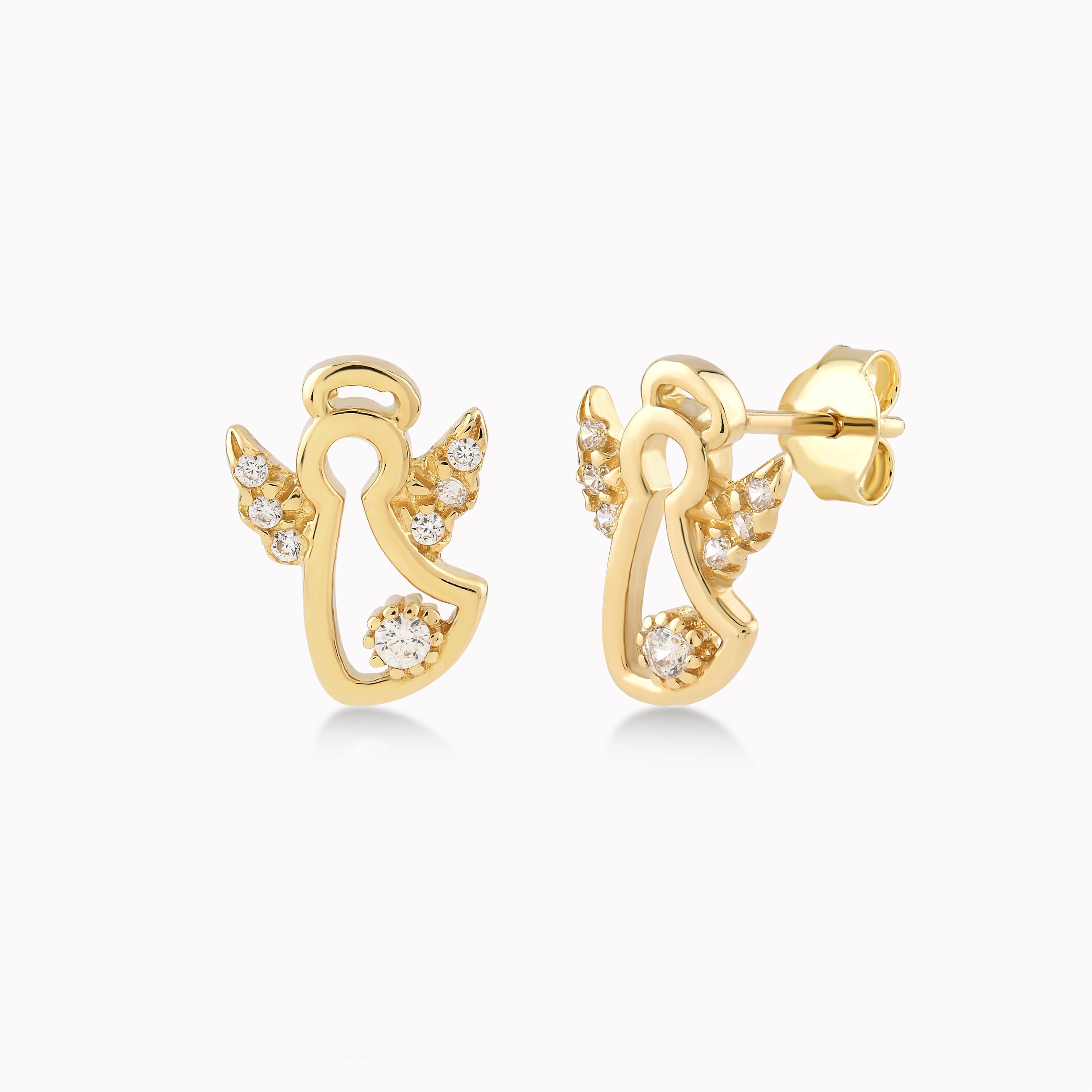 14K Yellow Gold White Cubic Zirconia Earrings