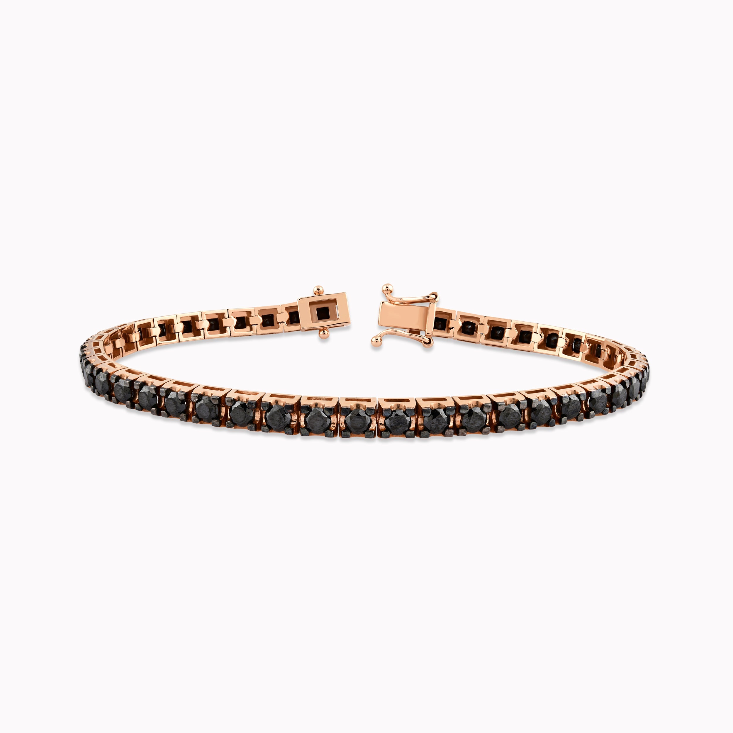 14K Rose Gold Black Diamond Tennis Bracelet — 3.02 ct