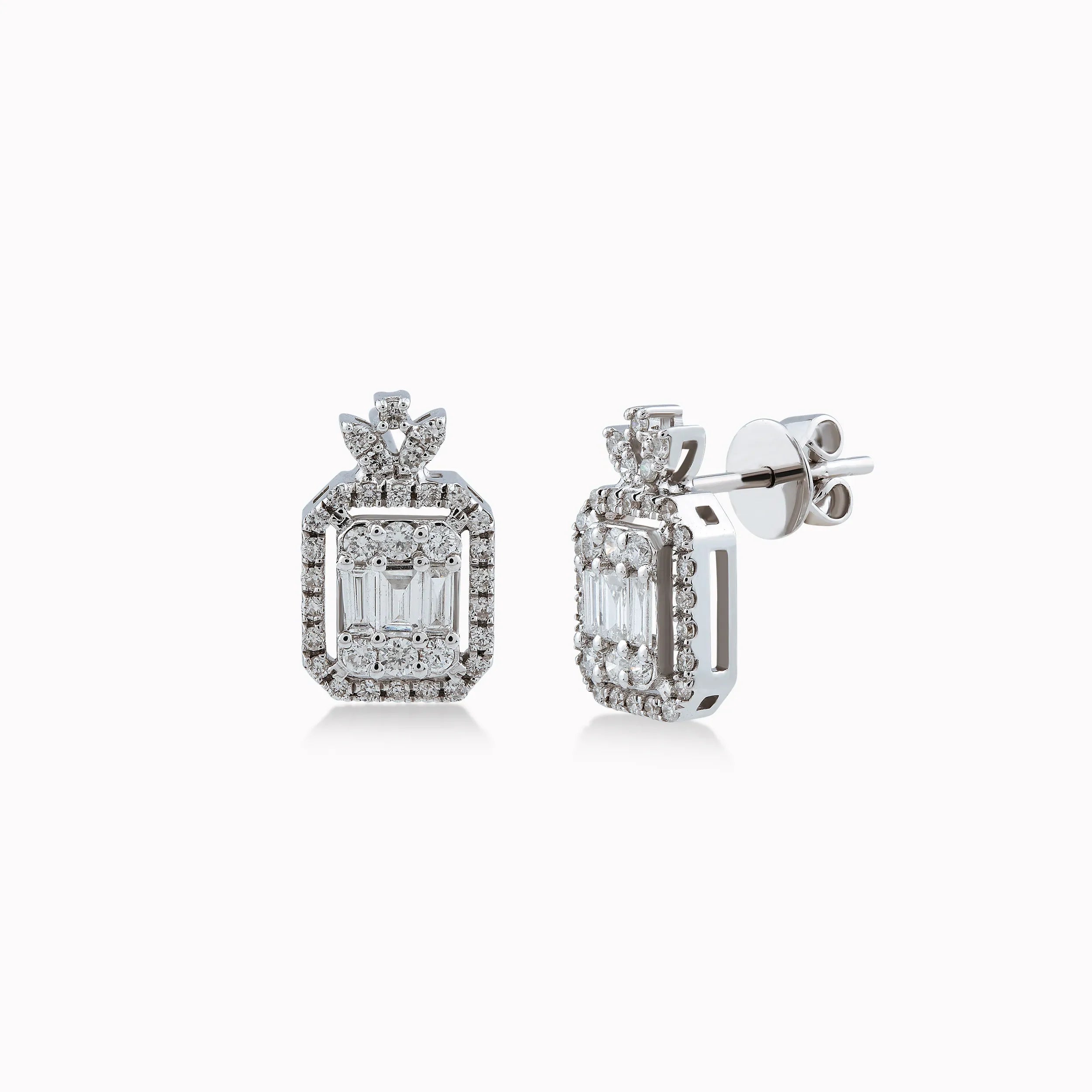14K White Gold Diamond Earrings — 0.63 ct