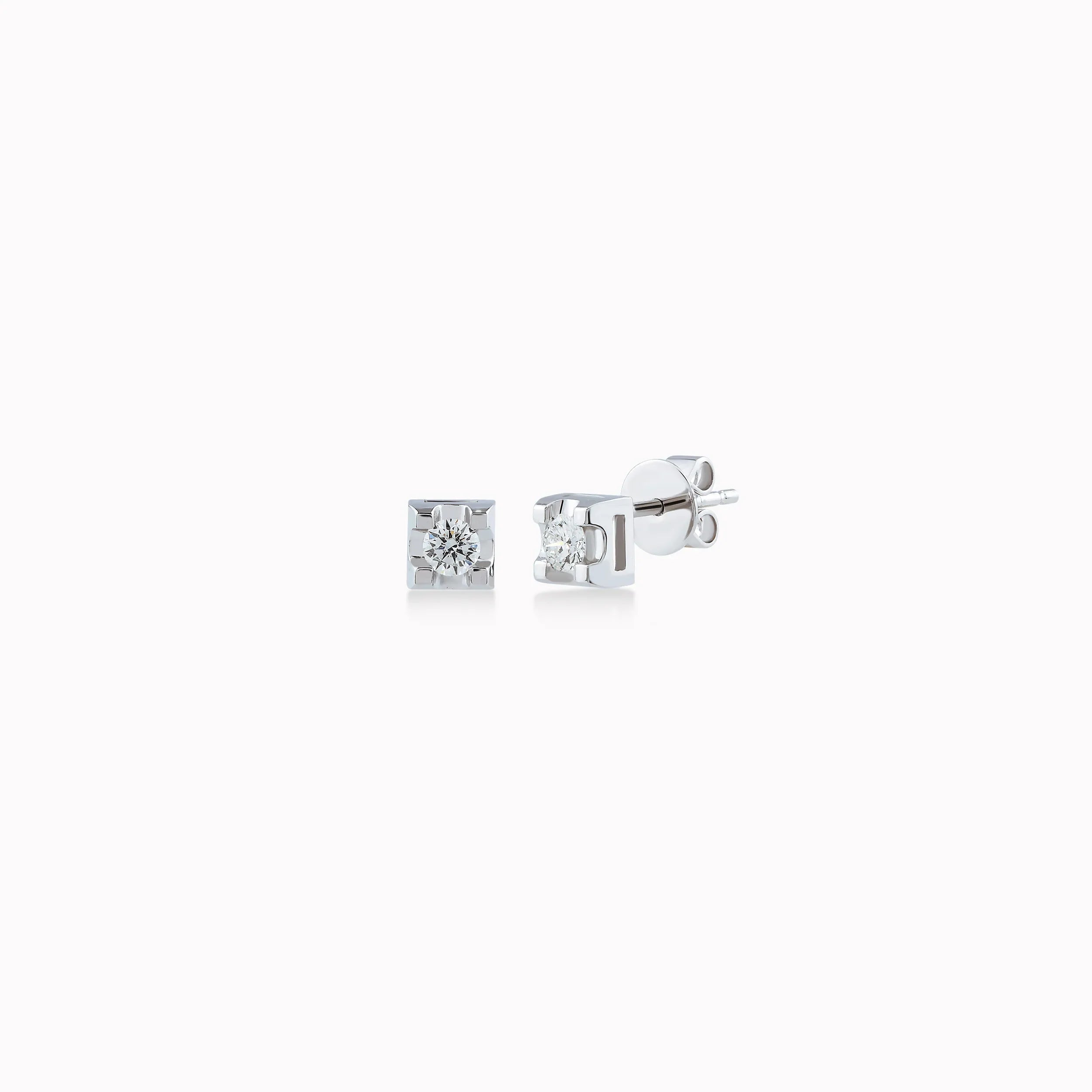 Cercei aur alb 14k cu diamante 0.18ct