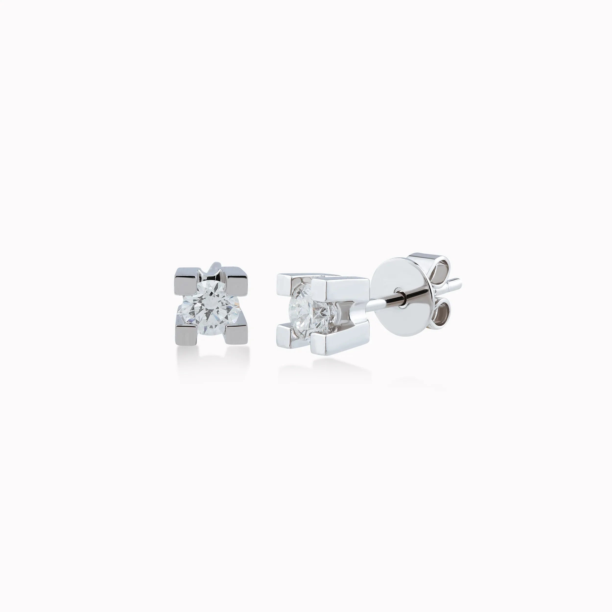 Cercei aur alb 14k cu diamante 0.4ct