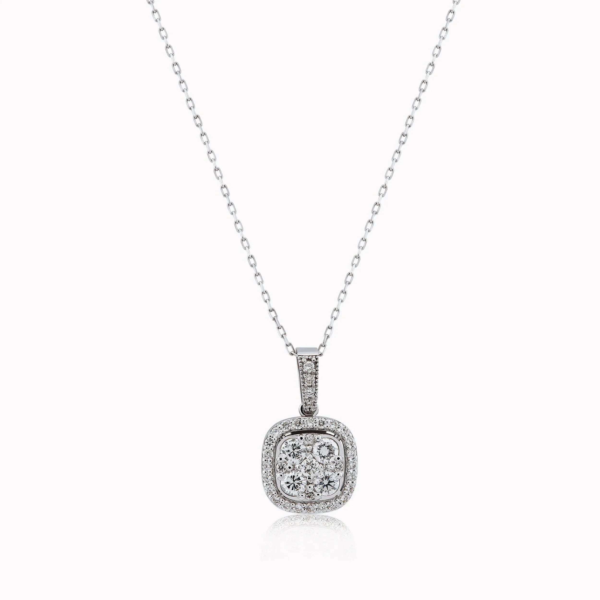 14K White Gold Diamond Pendant Necklace — 0.51 ct