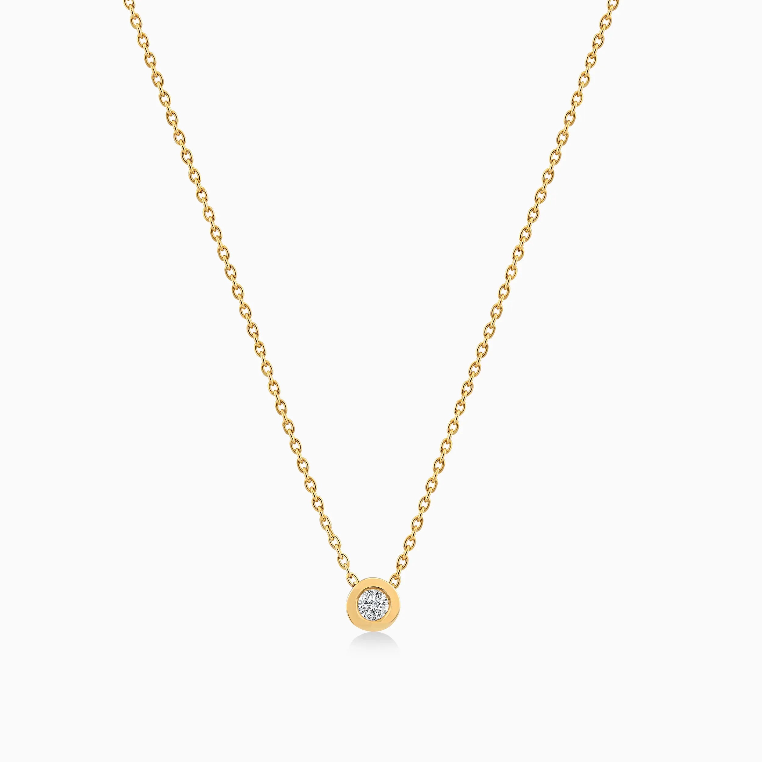 14K Yellow Gold Diamond Pendant Necklace — 0.10 ct
