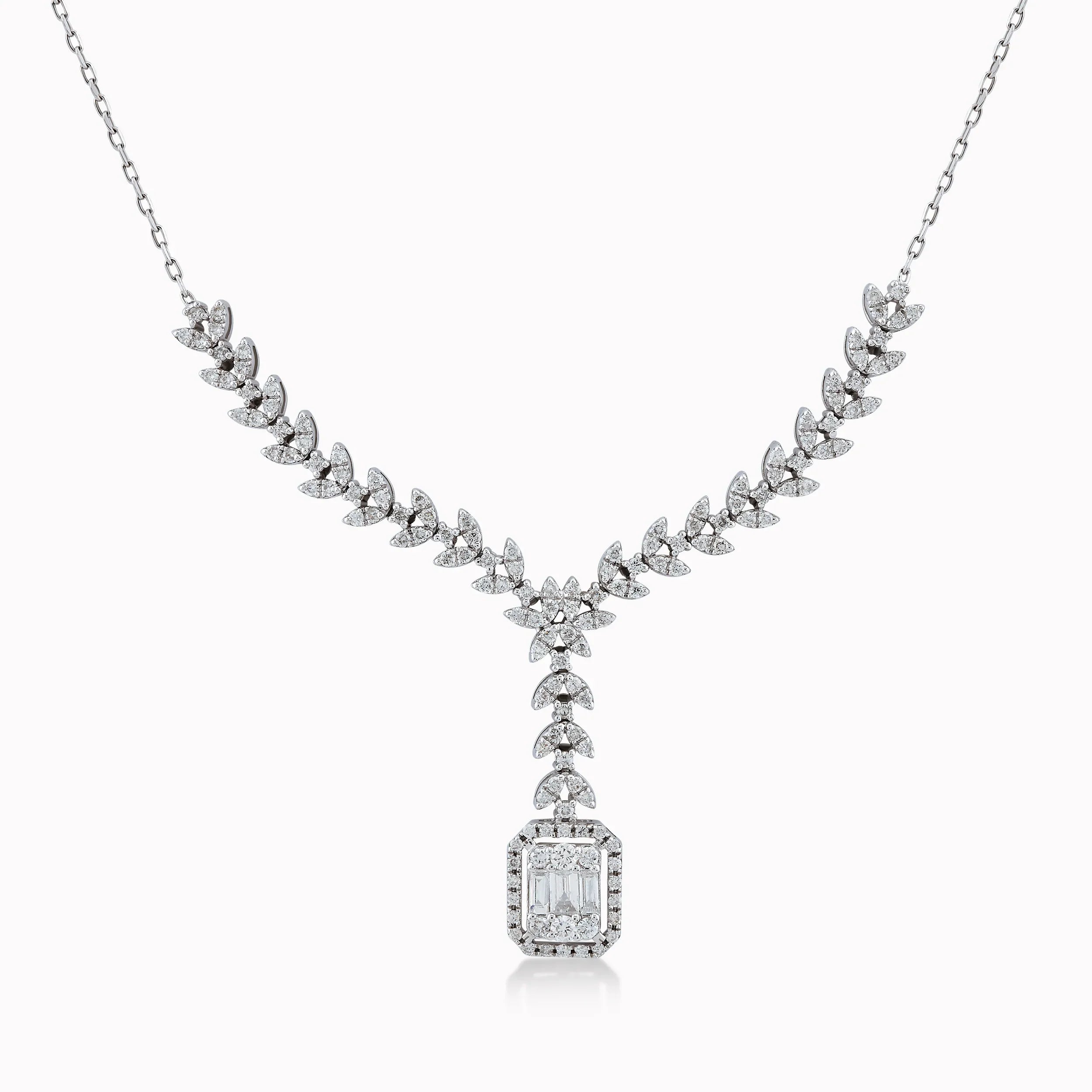14K White Gold Diamond Necklace — 0.95 ct