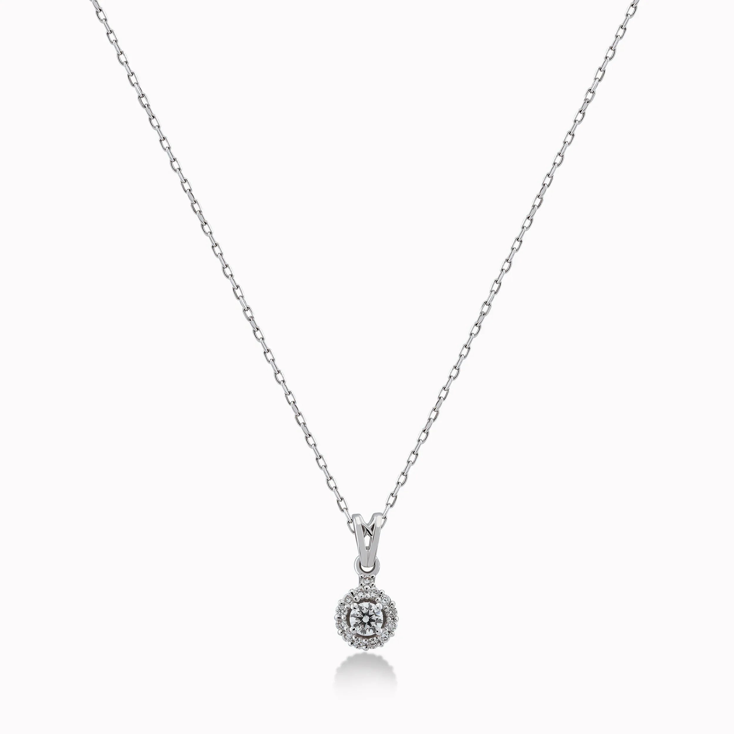 18K White Gold Diamond Pendant Necklace — 0.30 ct