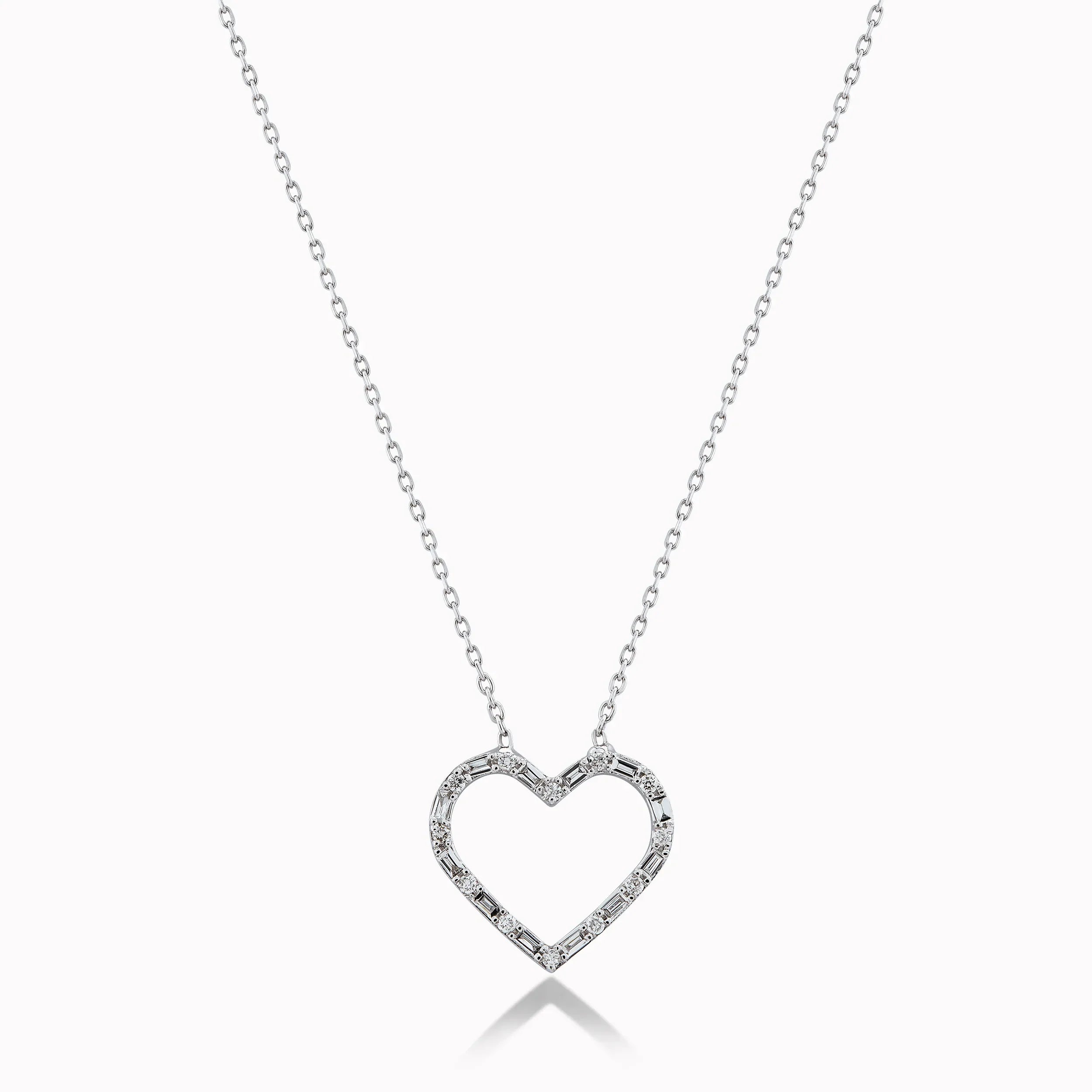 14K White Gold Diamond Heart Pendant Necklace — 0.21 ct