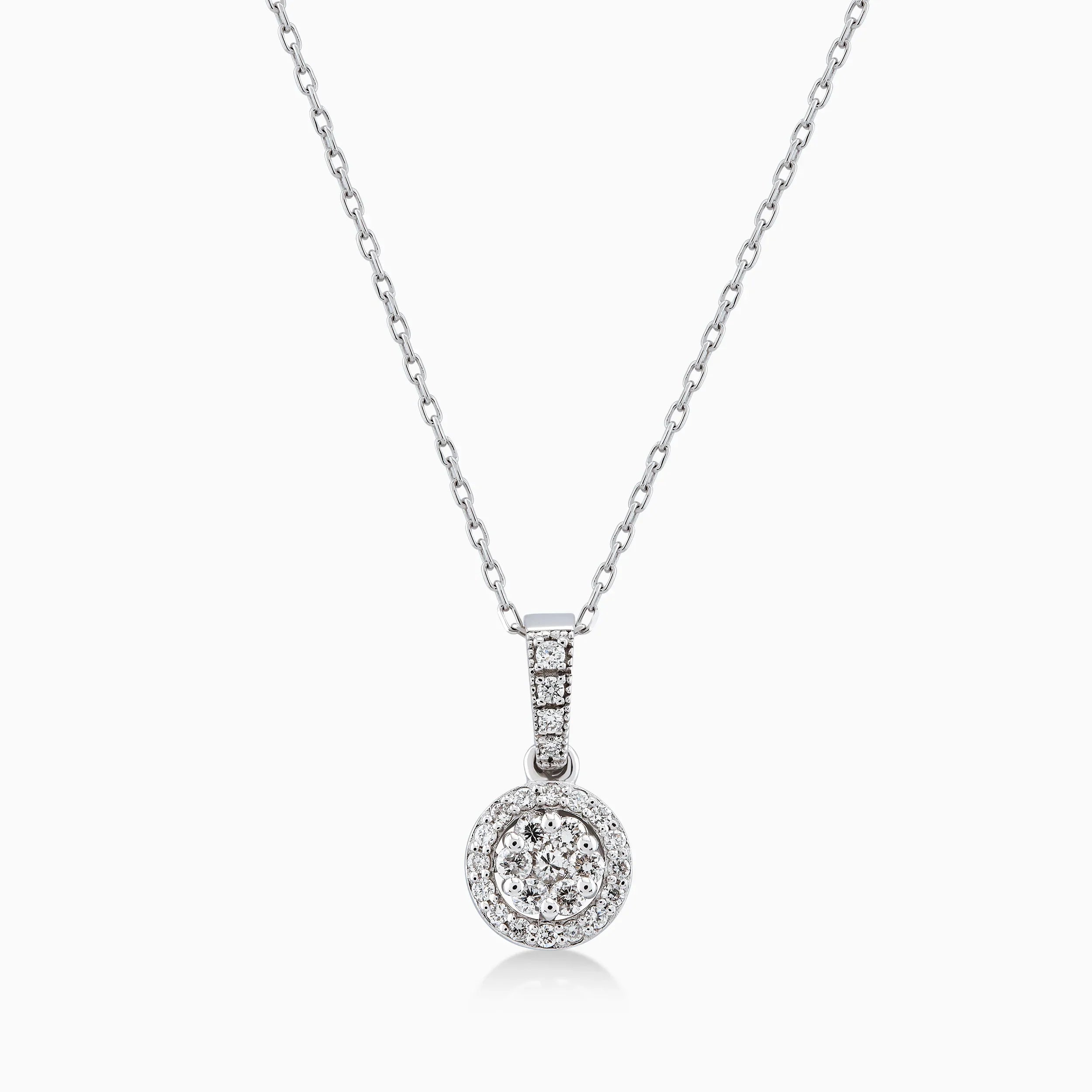 14K White Gold Diamond Pendant Necklace — 0.19 ct