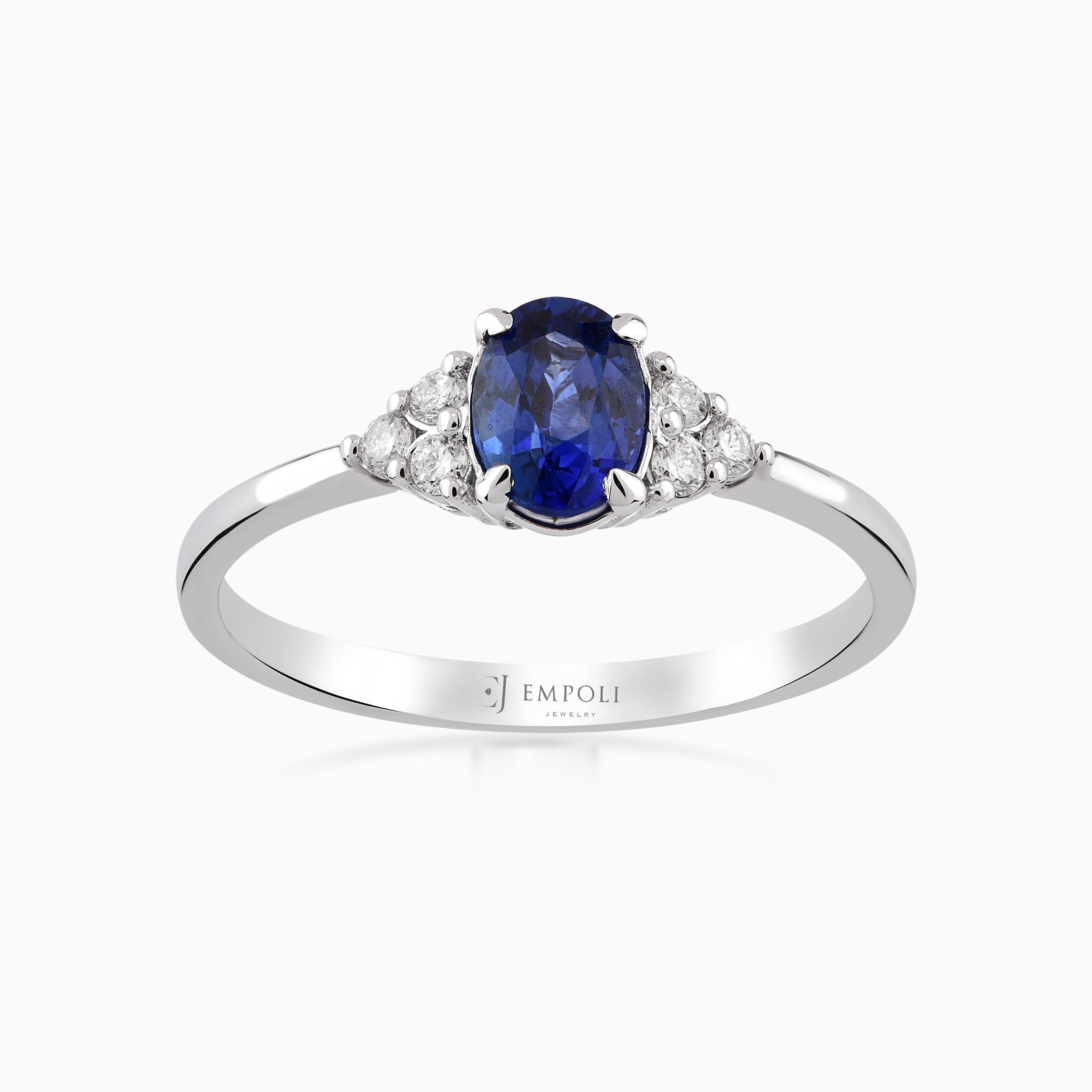 14K White Gold Sapphire & Diamond Ring — 0.12 ct Diamonds