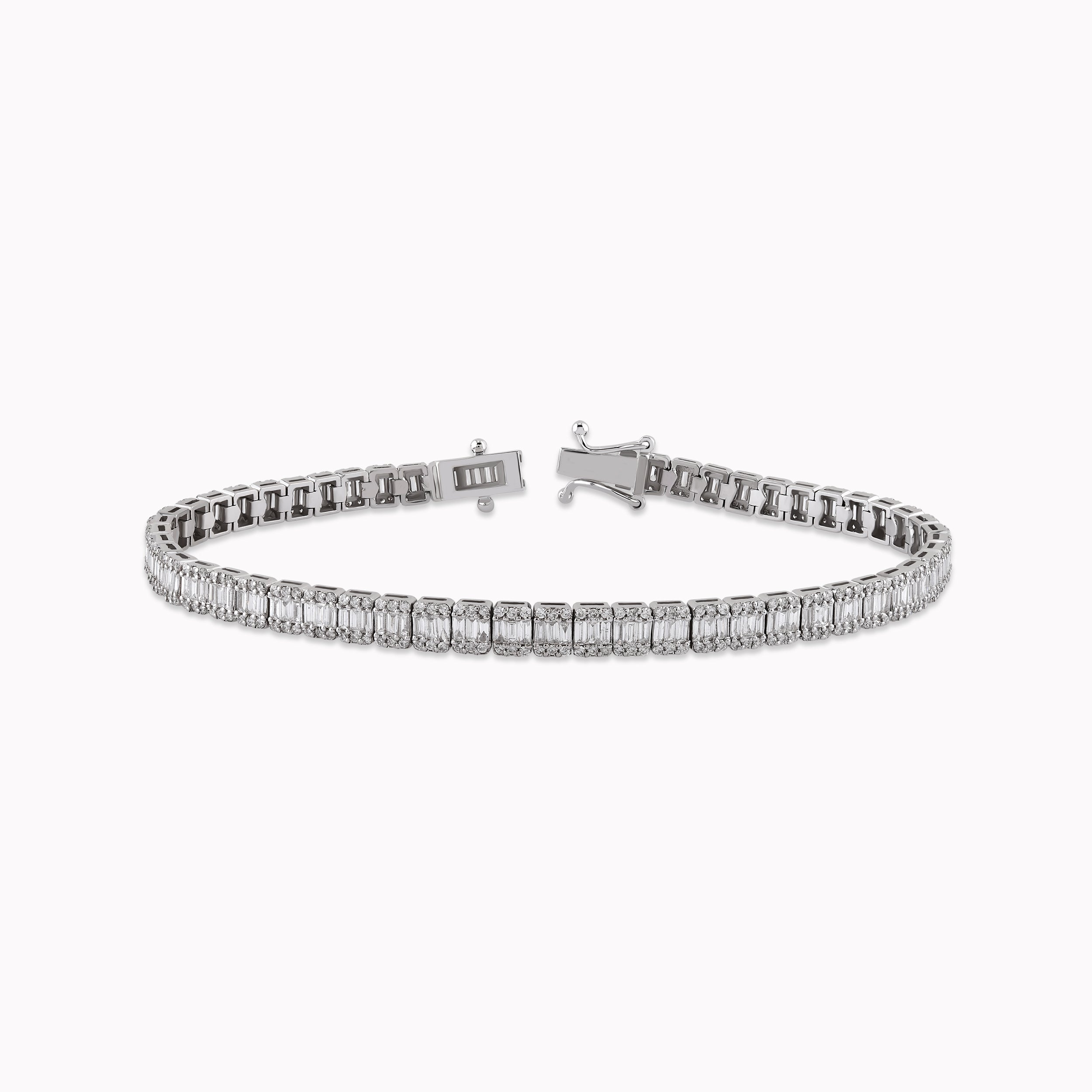 14K White Gold Diamond Tennis Bracelet — 3.69 ct