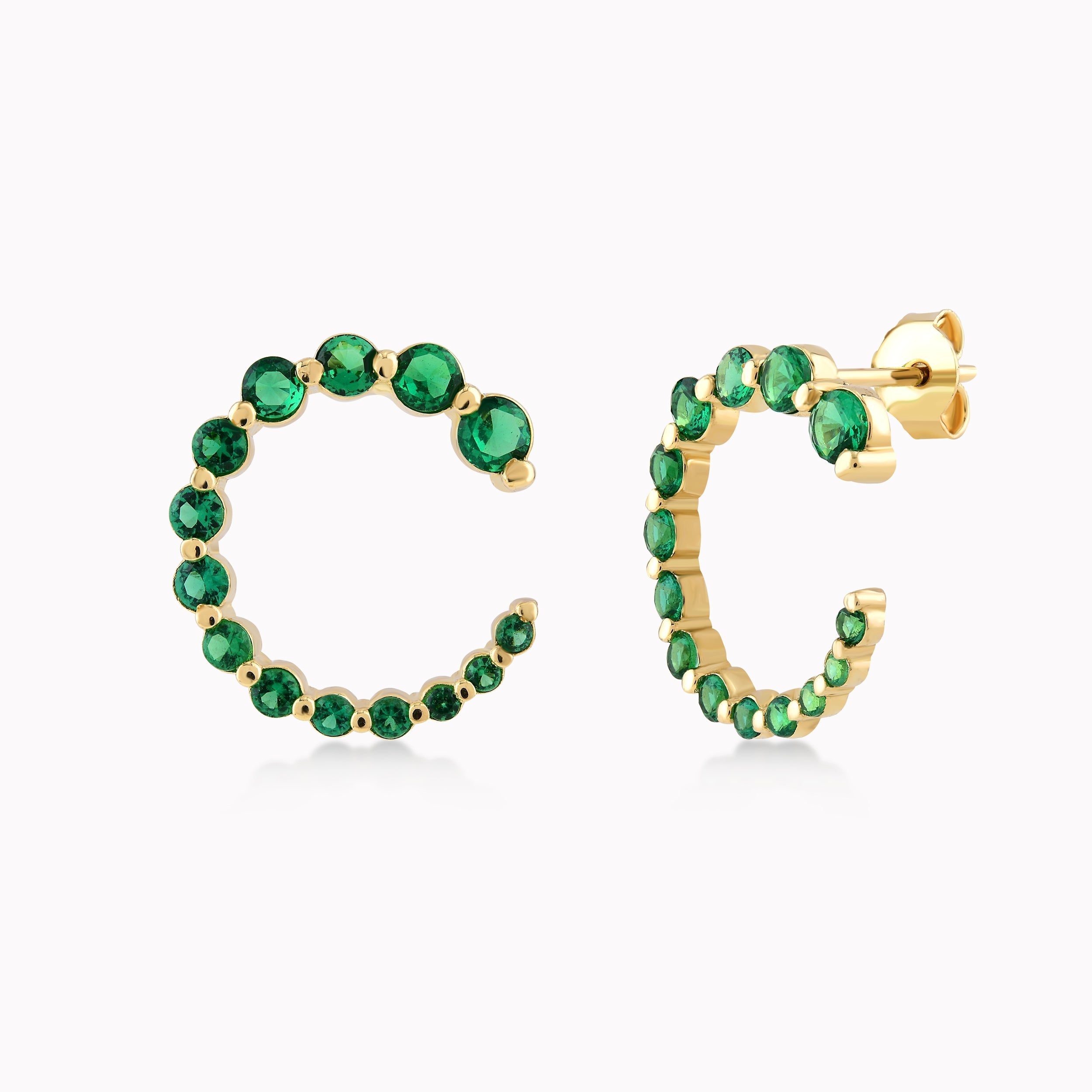 14K Yellow Gold Green Cubic Zirconia Earrings
