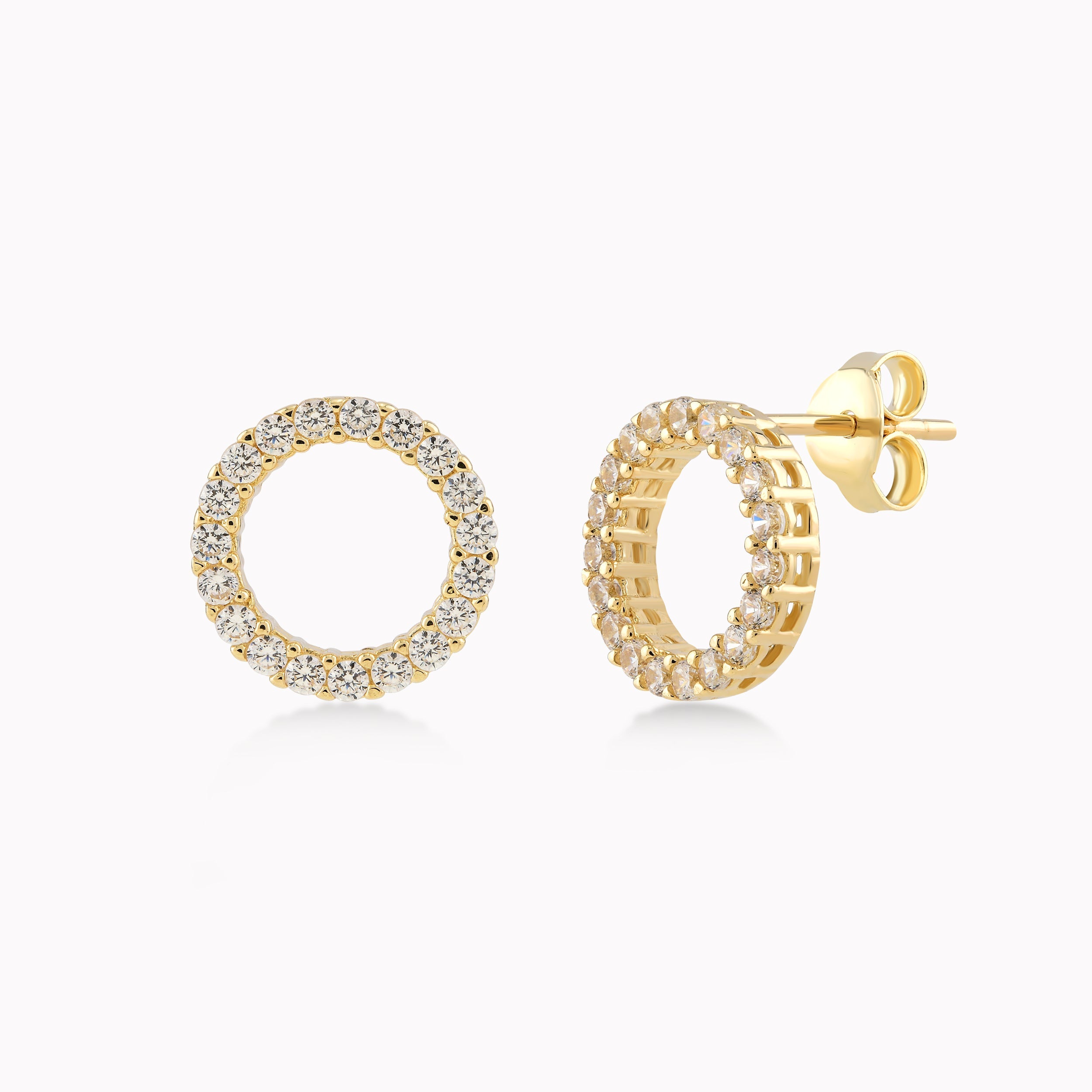 14K Yellow Gold White Cubic Zirconia Earrings