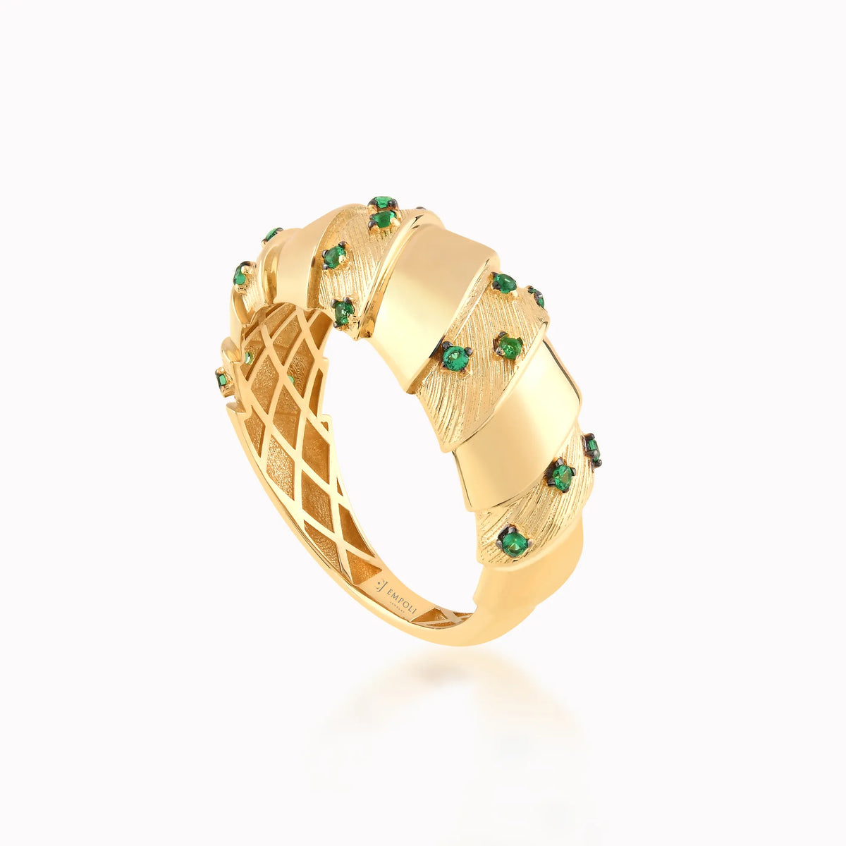 Inel din aur galben 14K cu zirconiu verde - detaliu