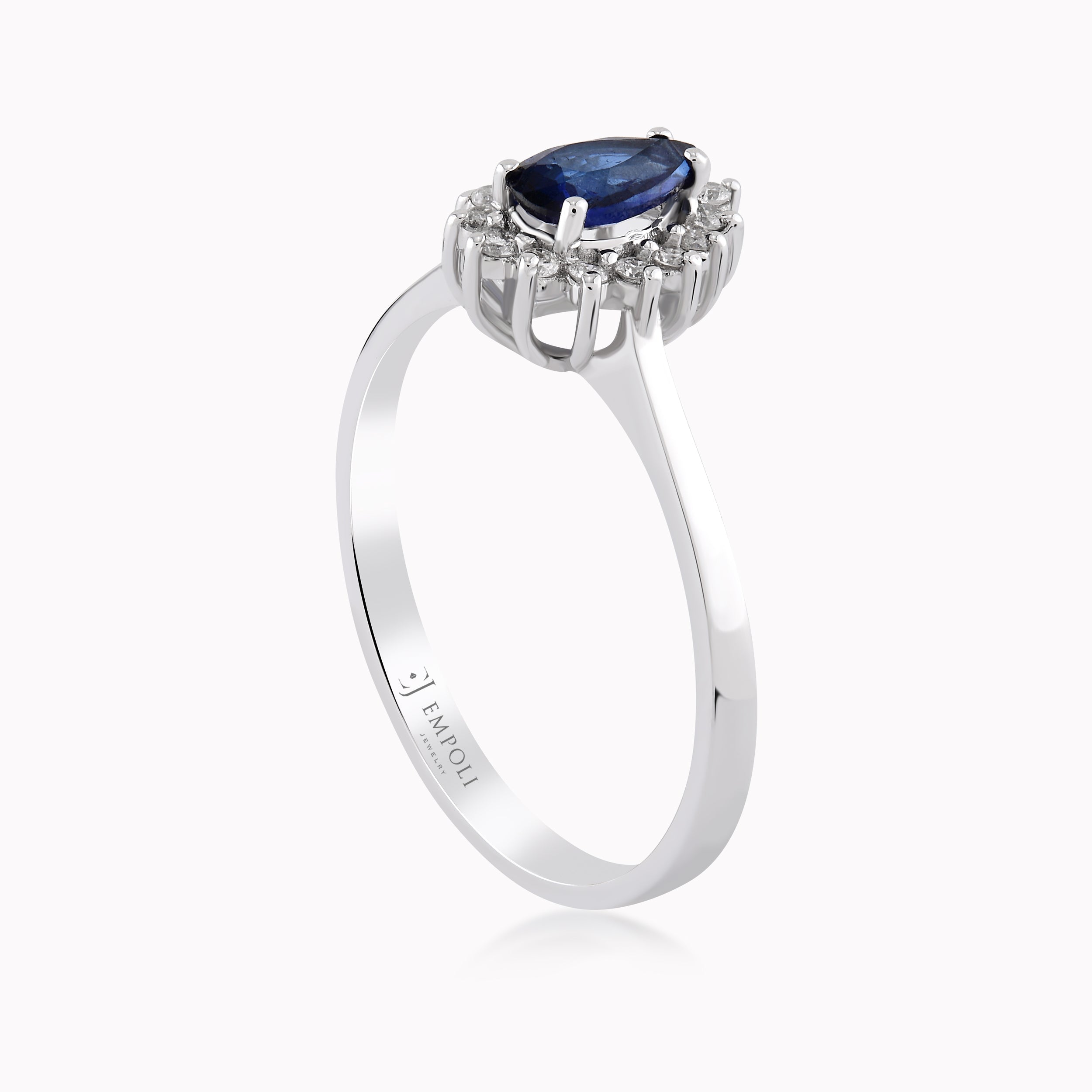 14K White Gold Sapphire & Diamond Ring — 0.14 ct Diamonds