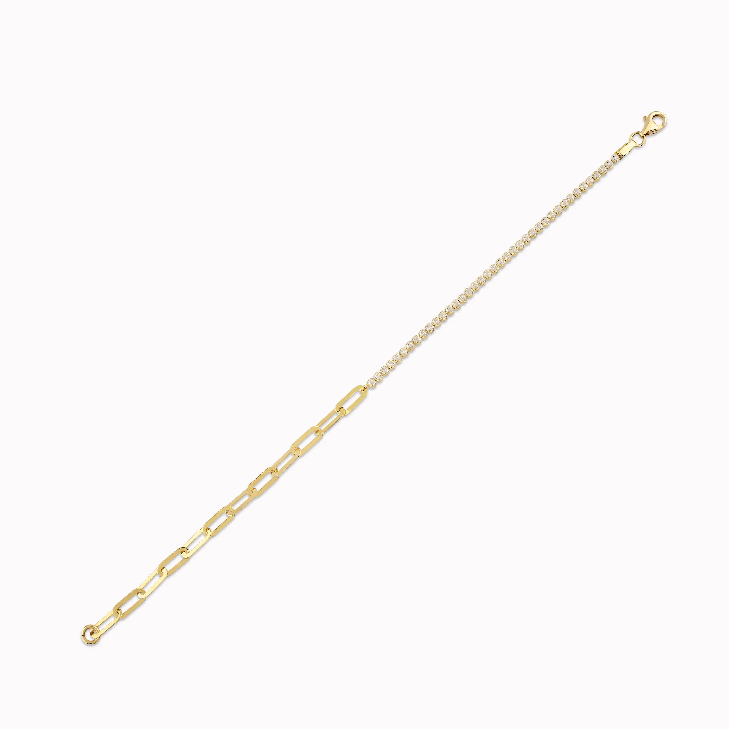 14K Yellow Gold White Cubic Zirconia Tennis Bracelet
