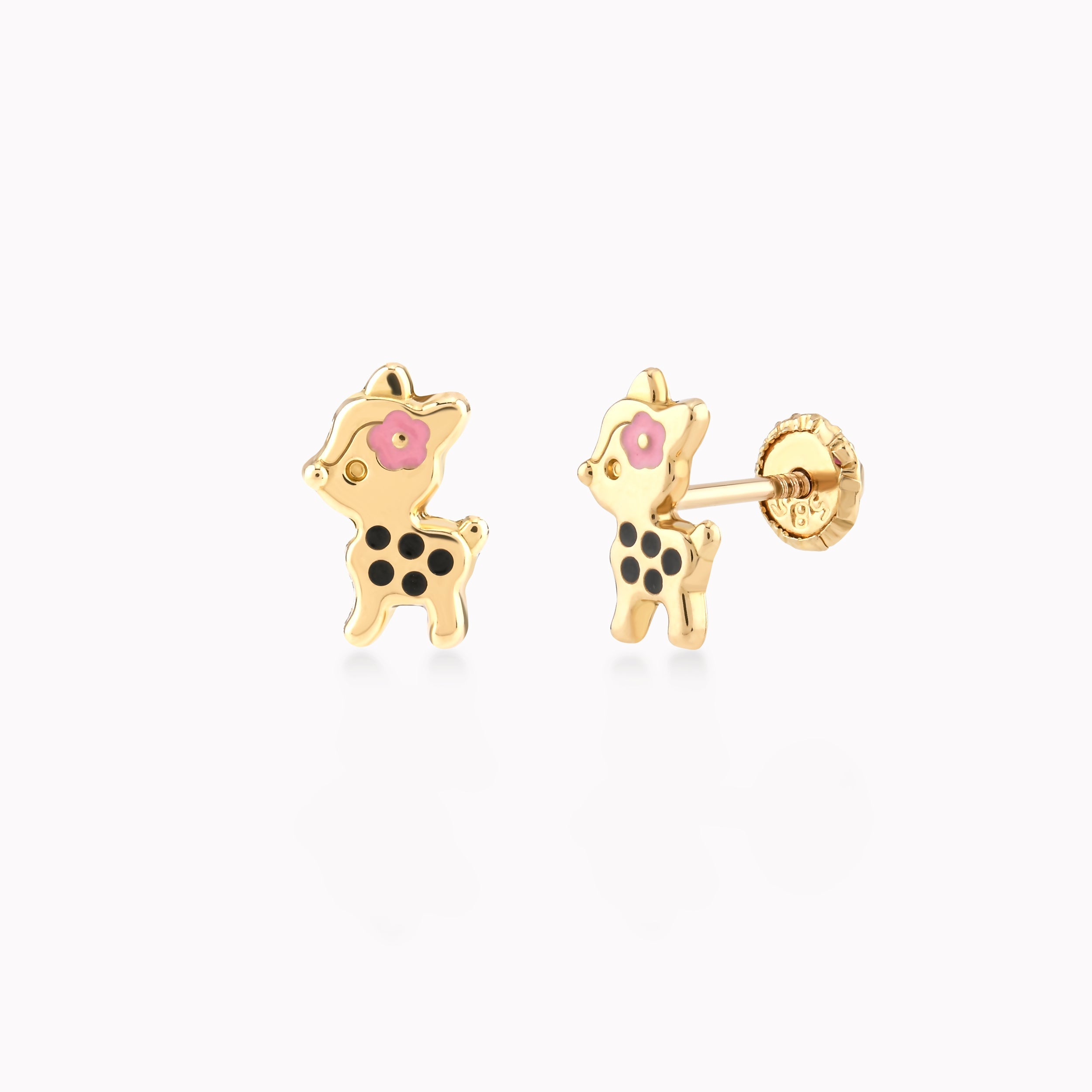 14K Yellow Gold Enamel Protection Earrings