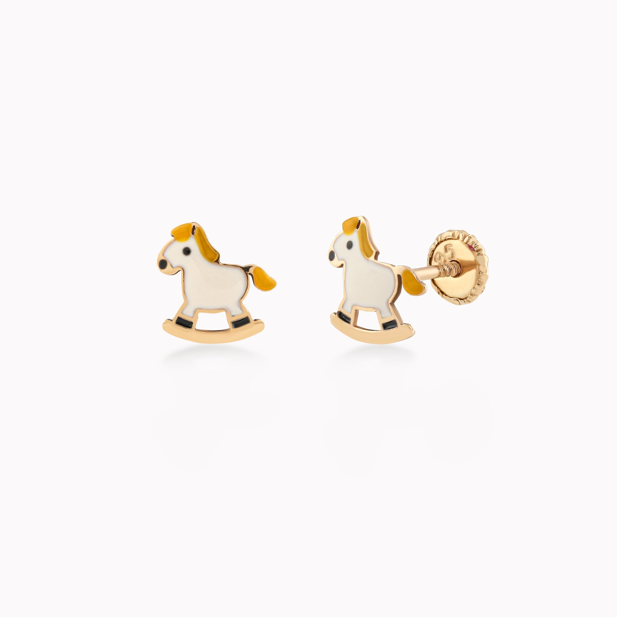 14K Yellow Gold Enamel Protection Earrings