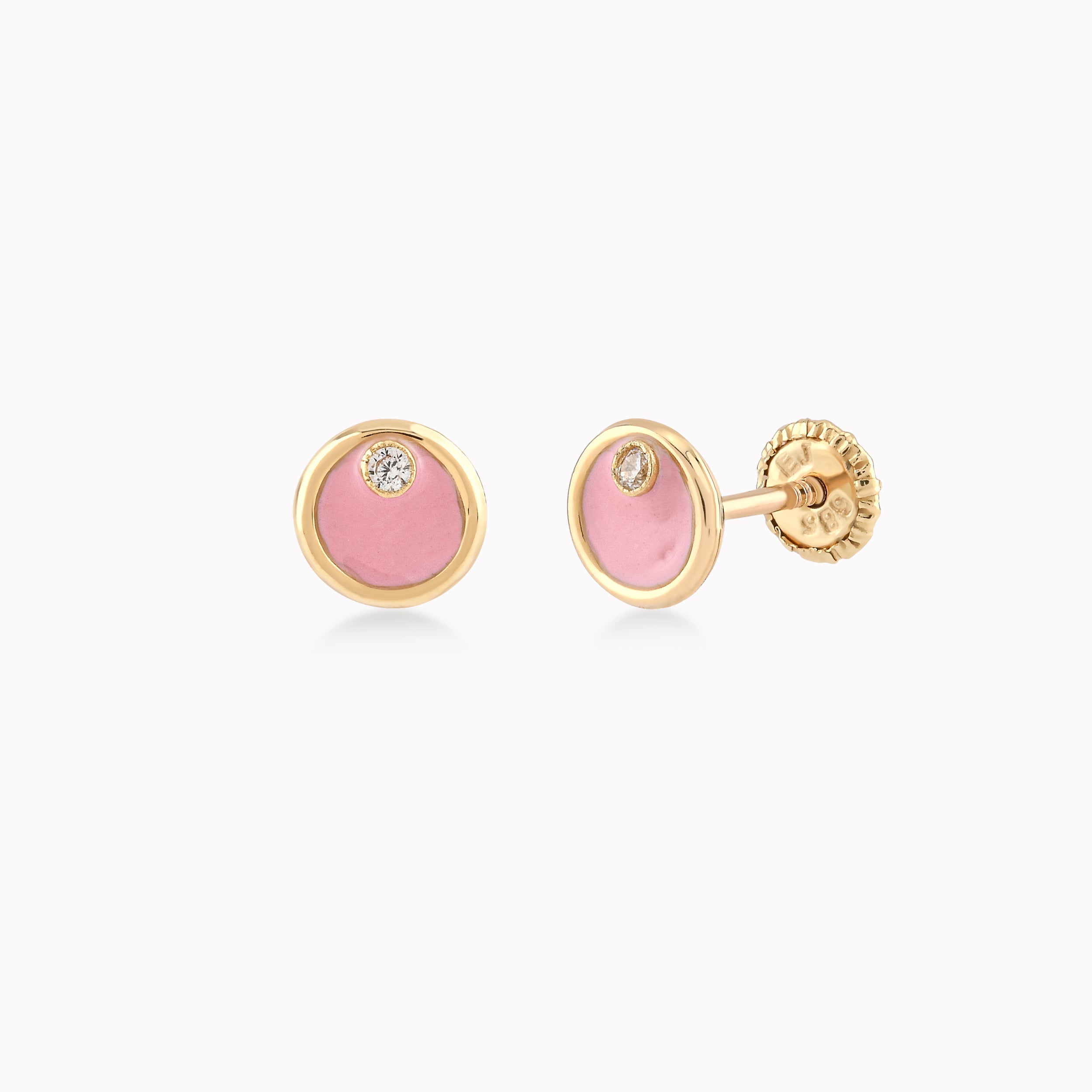 14K Yellow Gold Enamel Protection Earrings