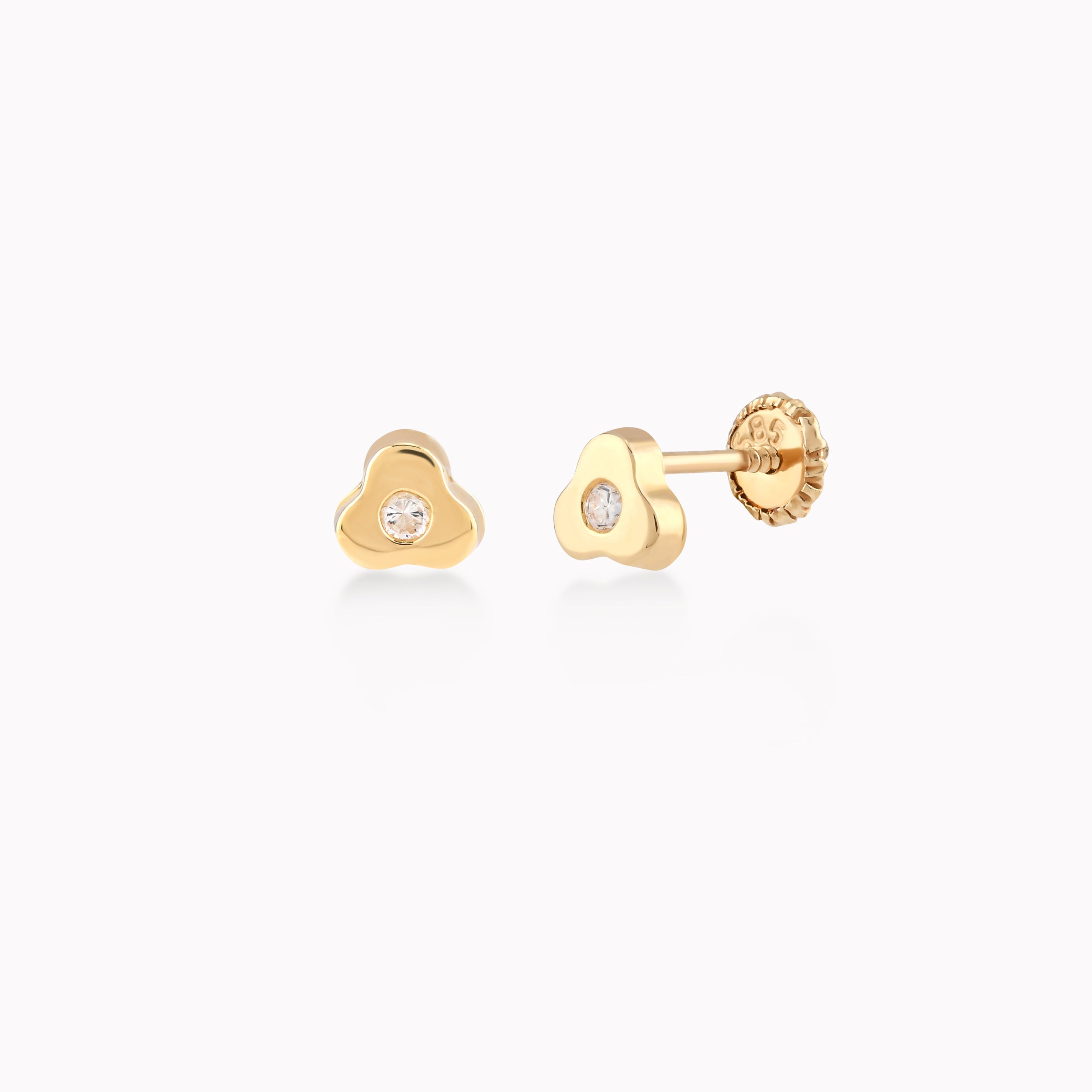 14K Yellow Gold Cubic Zirconia Protection Earrings