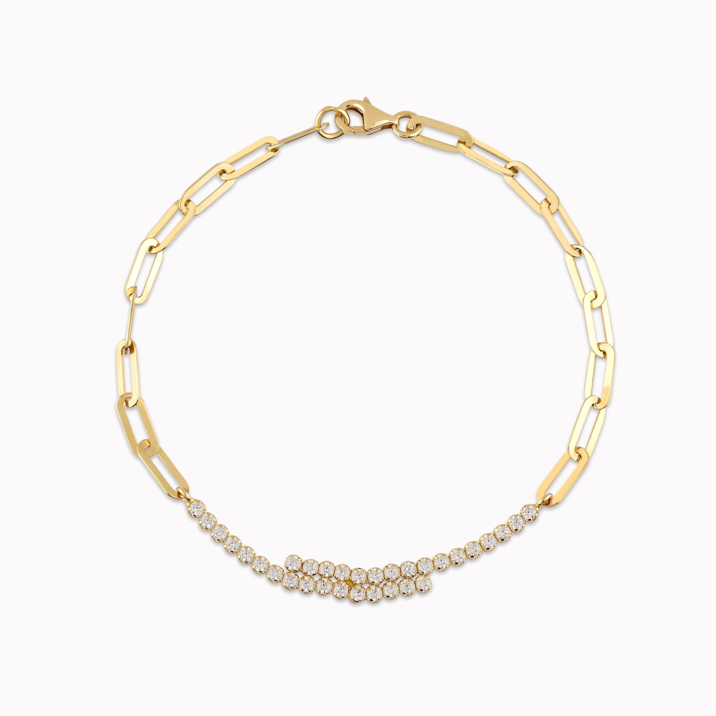 14K Yellow Gold White Cubic Zirconia Bracelet