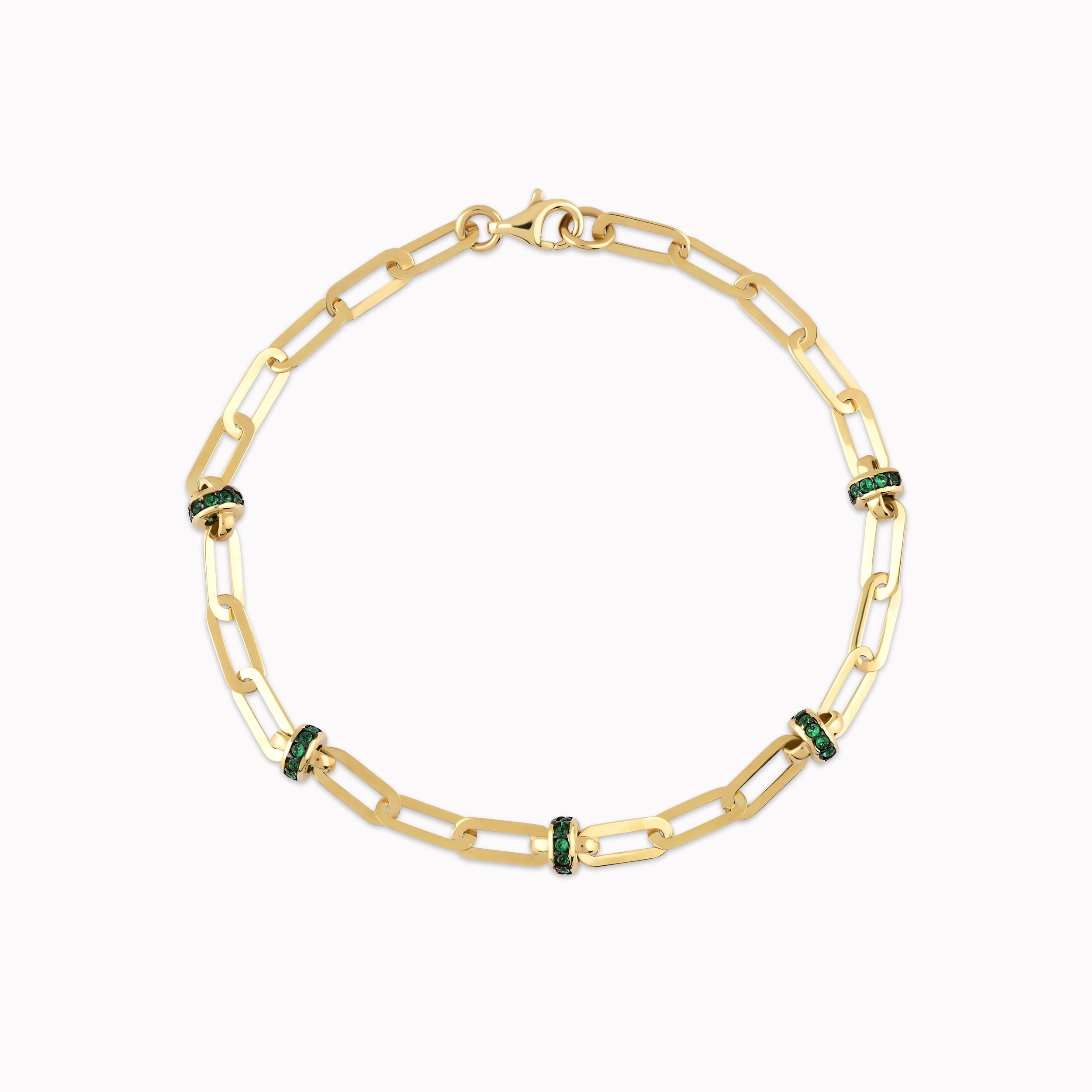 14K Yellow Gold Green Cubic Zirconia Bracelet