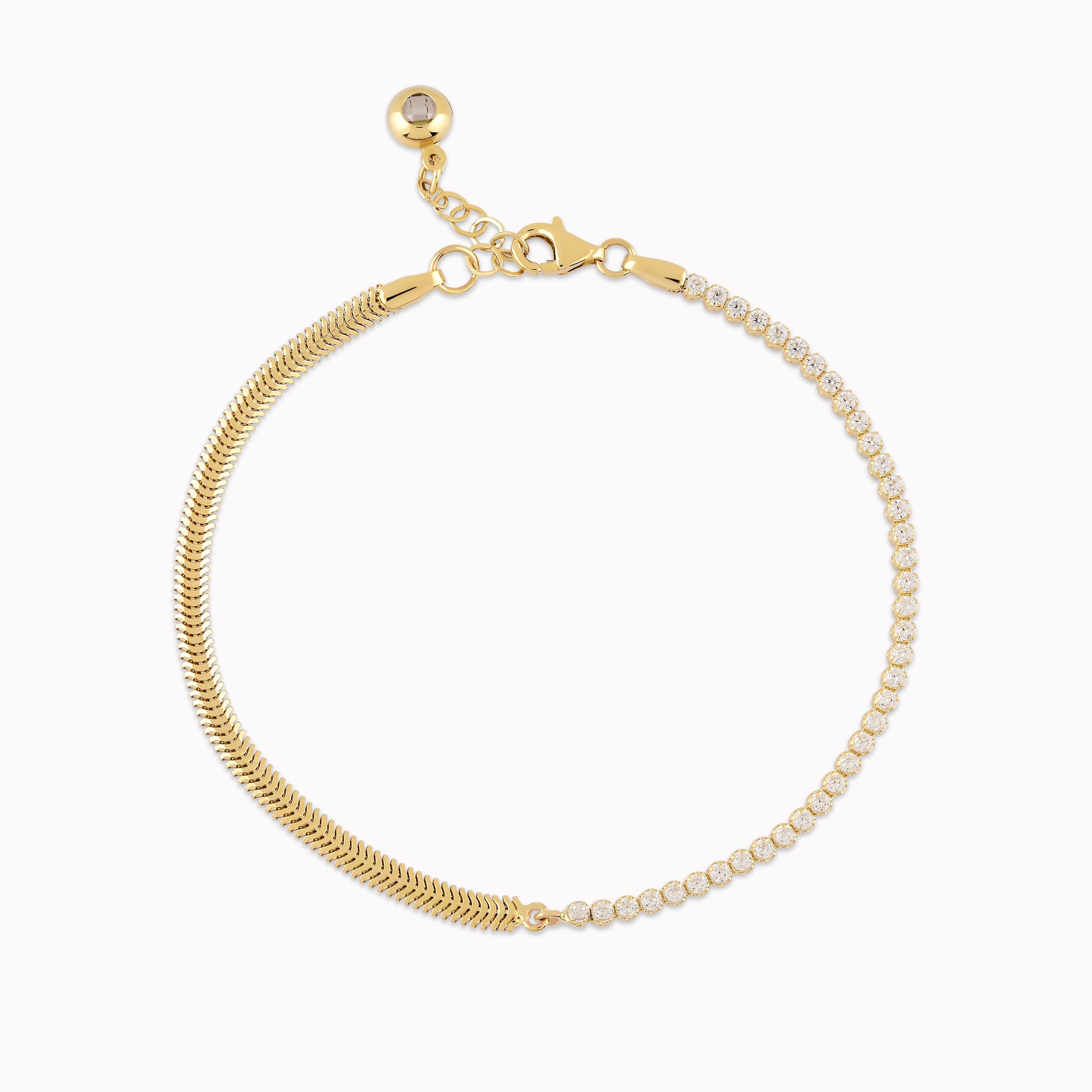 14K Yellow Gold White Cubic Zirconia Tennis Bracelet