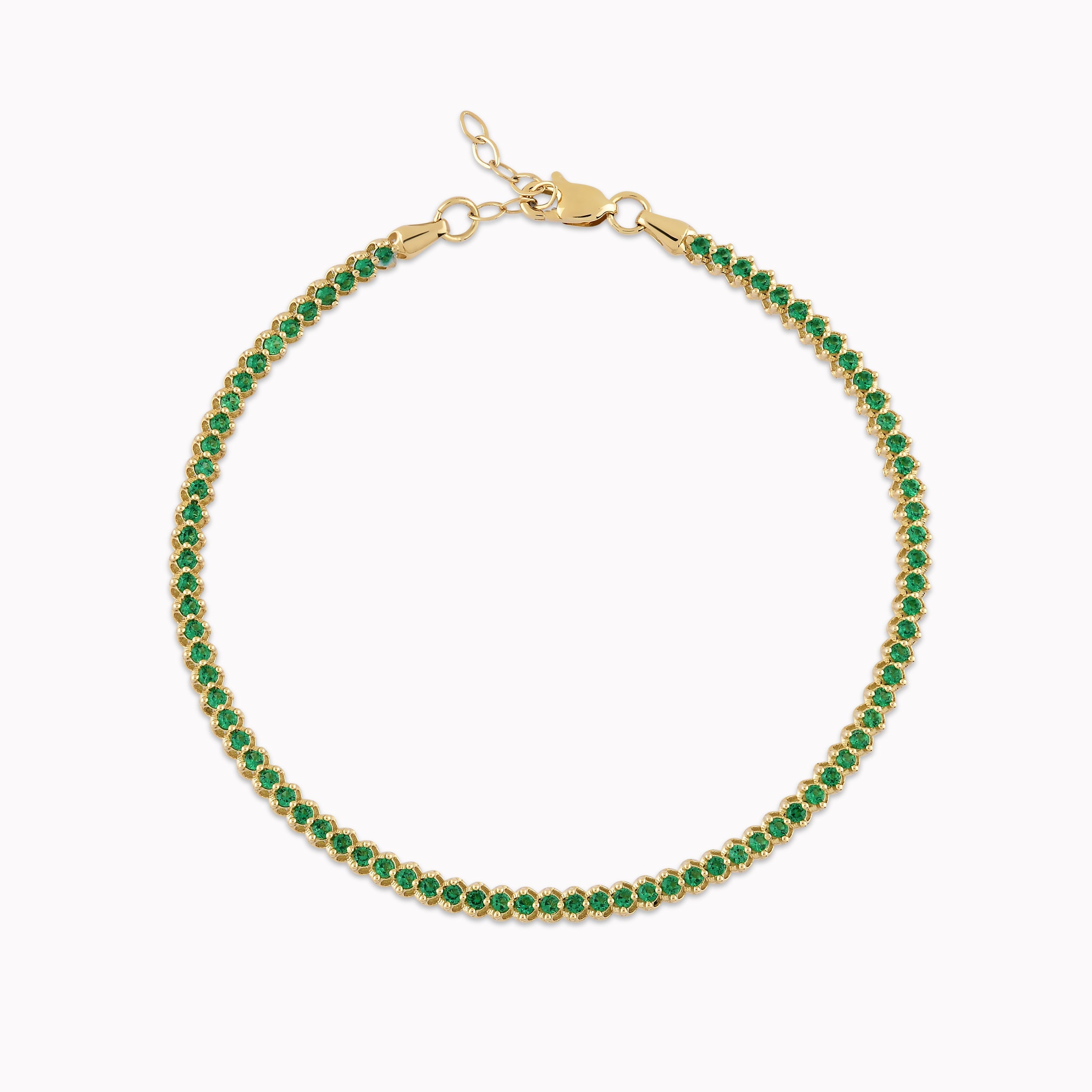 14K Yellow Gold Green Cubic Zirconia Tennis Bracelet