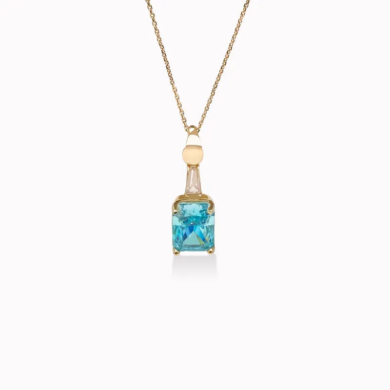 14K Yellow Gold White Cubic Zirconia Necklace
