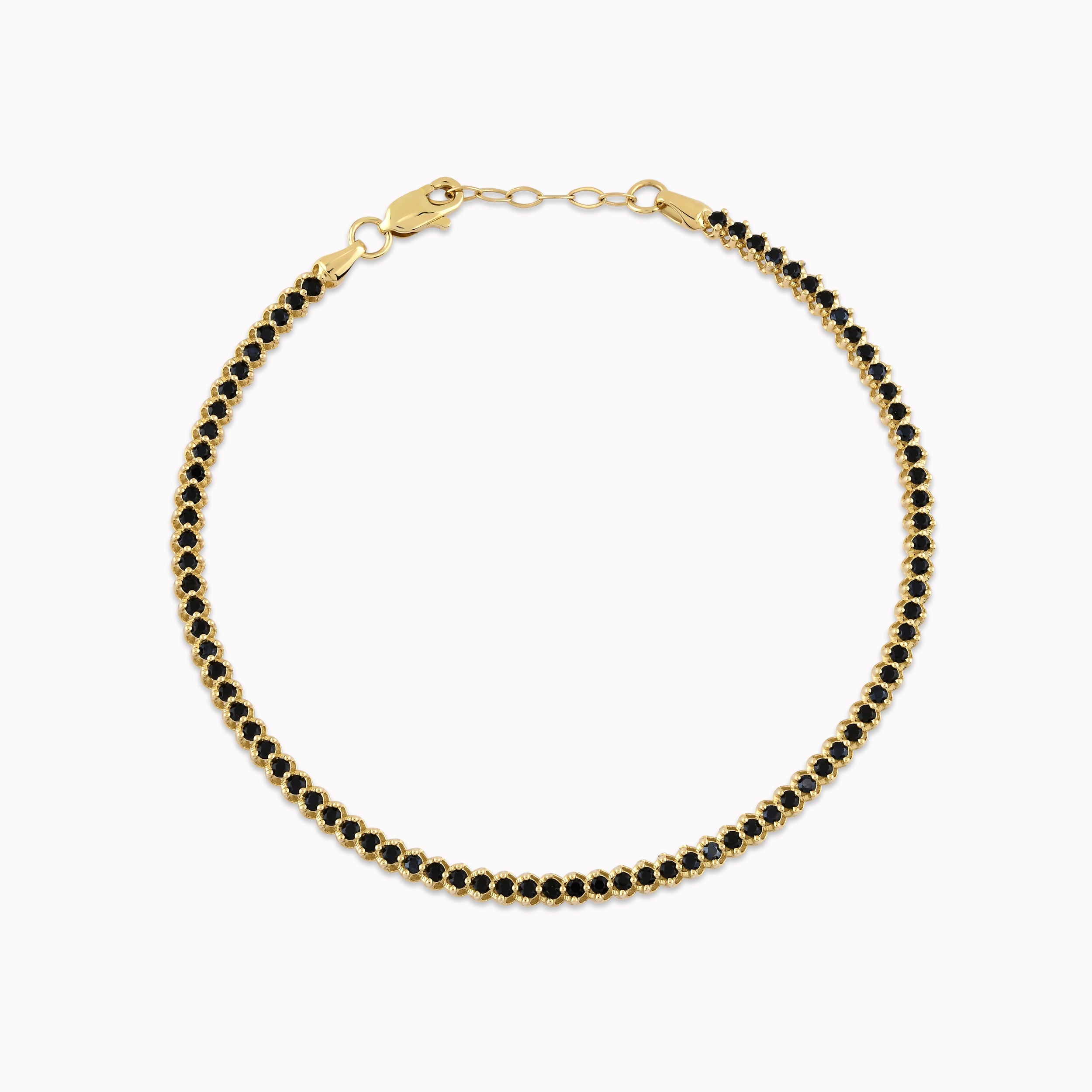 14K Yellow Gold Black Cubic Zirconia Tennis Bracelet