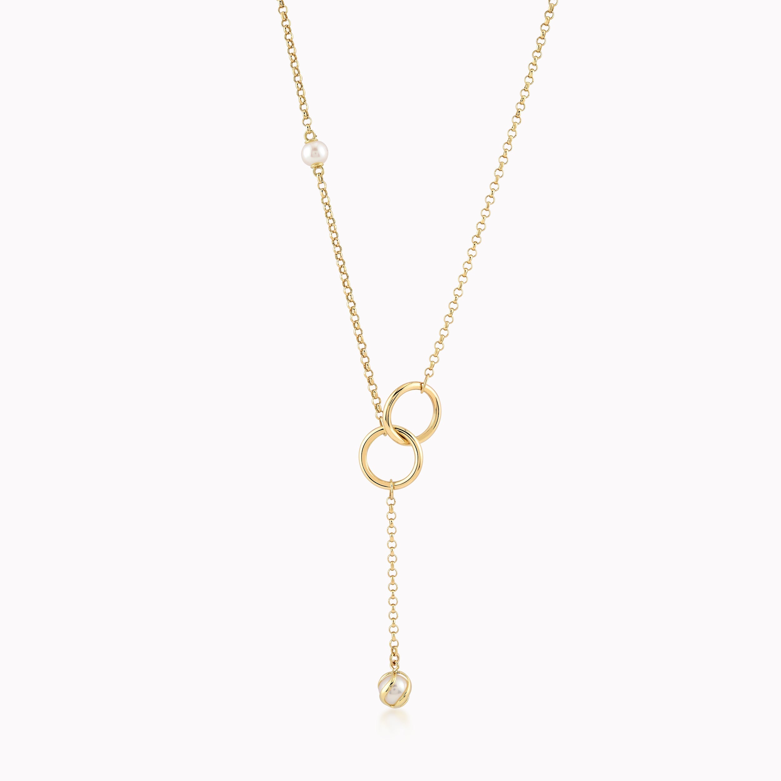 14K Yellow Gold Pearl Necklace
