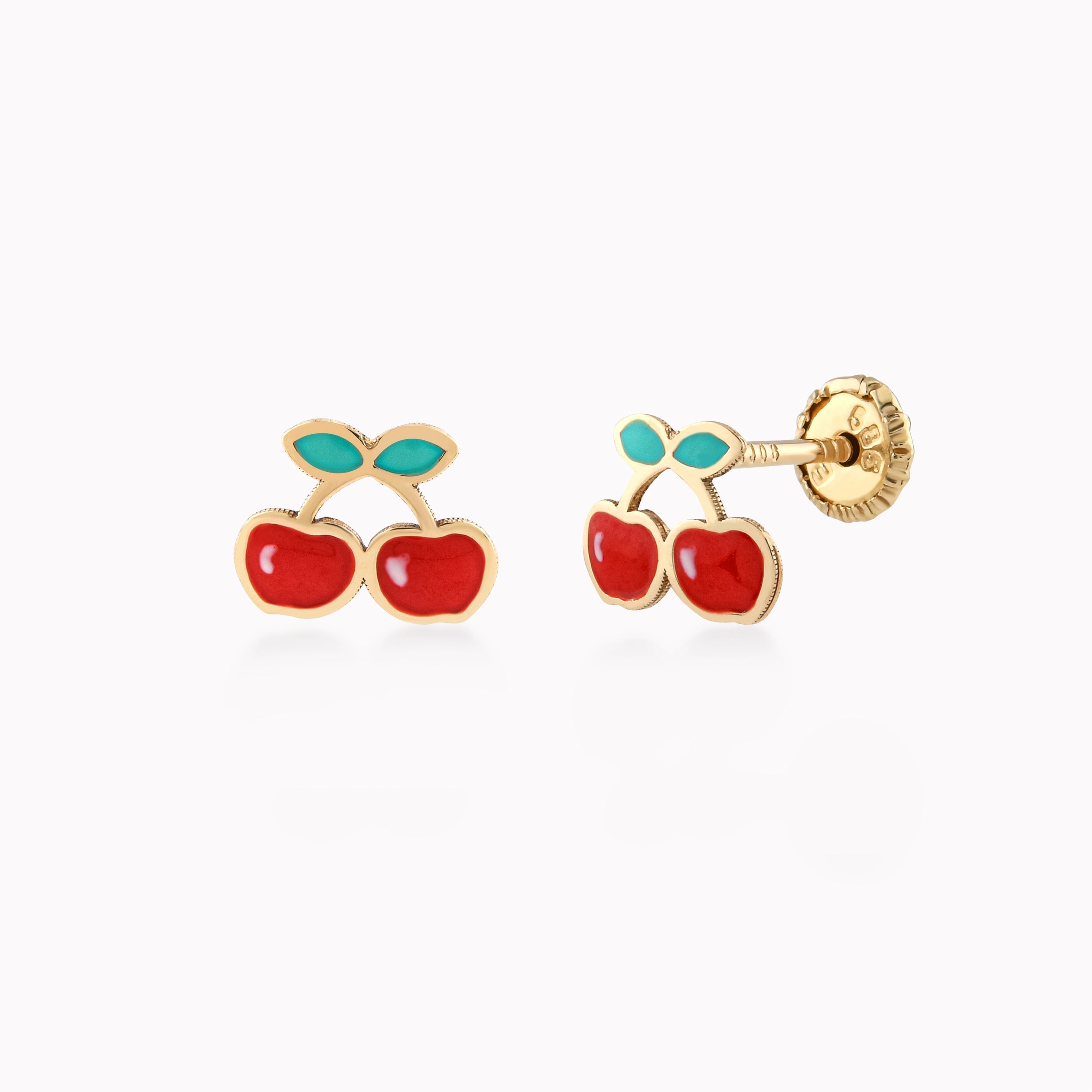 14K Yellow Gold Enamel Protection Earrings