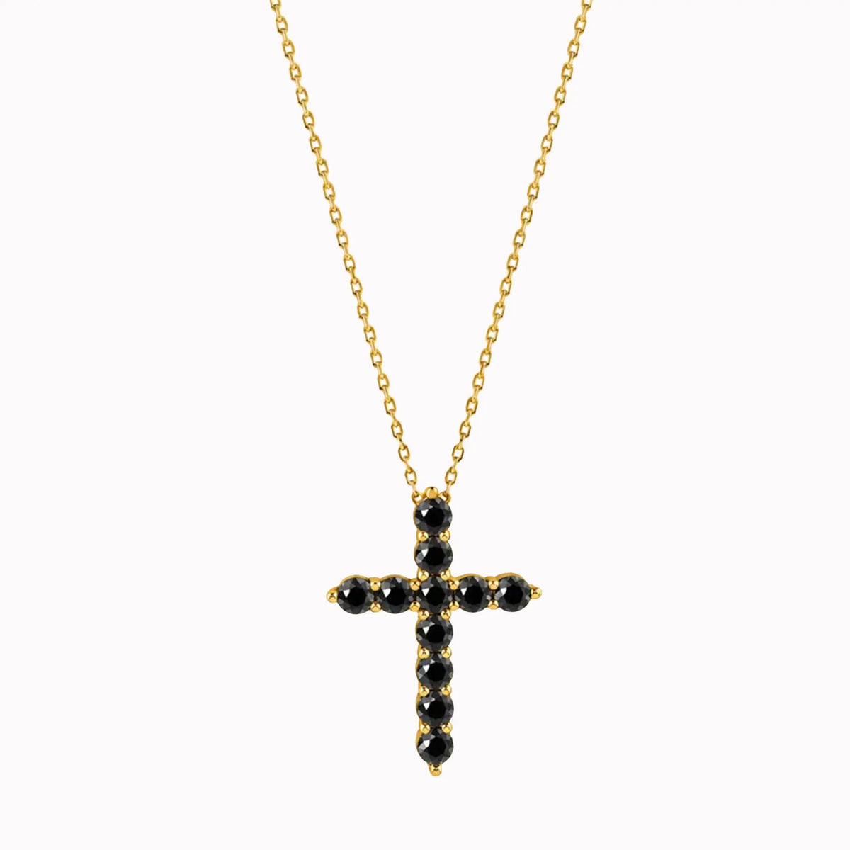 Lant cu Pandant din Aur Galben 14K cu Zirconiu Negru 3.94gr