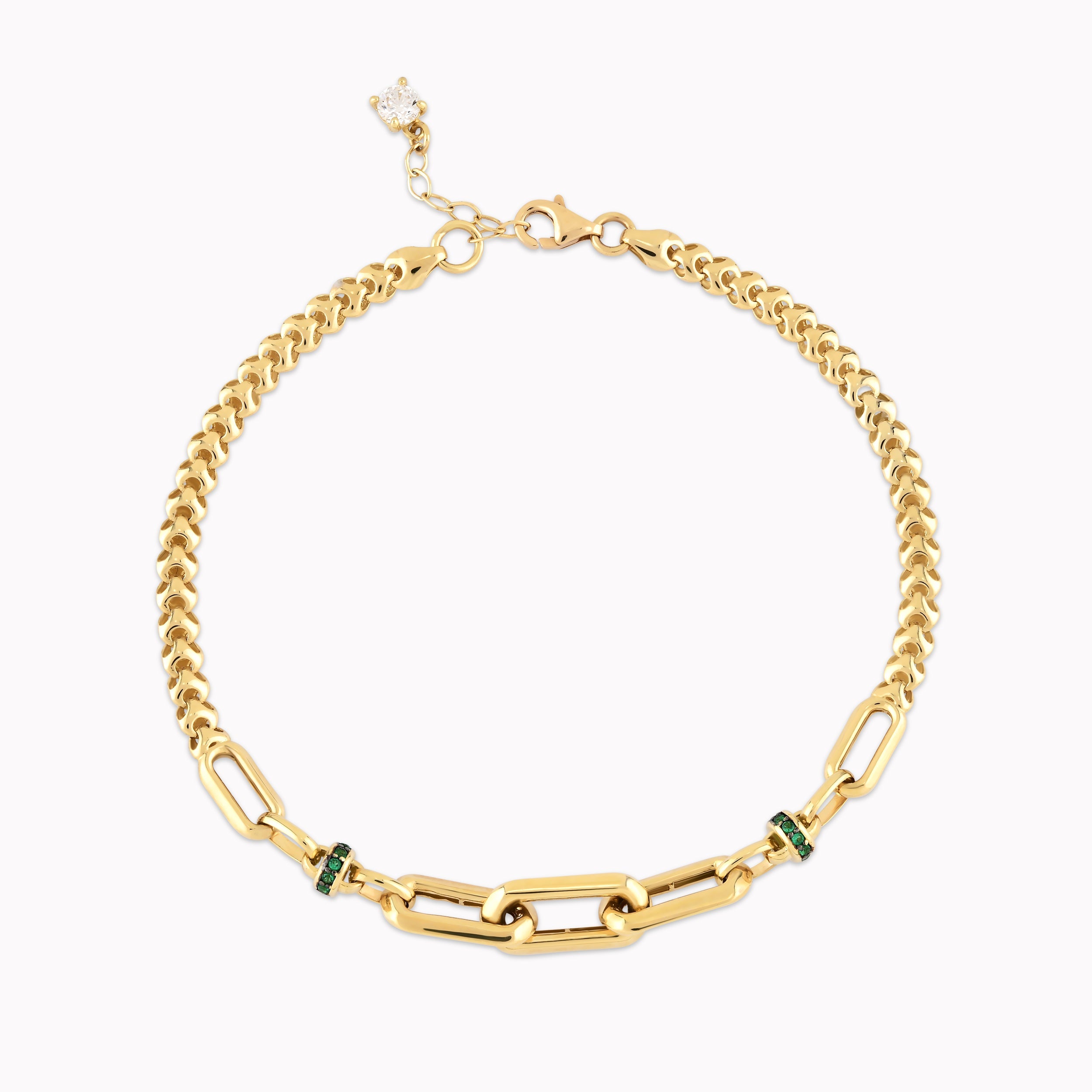 14K Yellow Gold Green Cubic Zirconia Bracelet