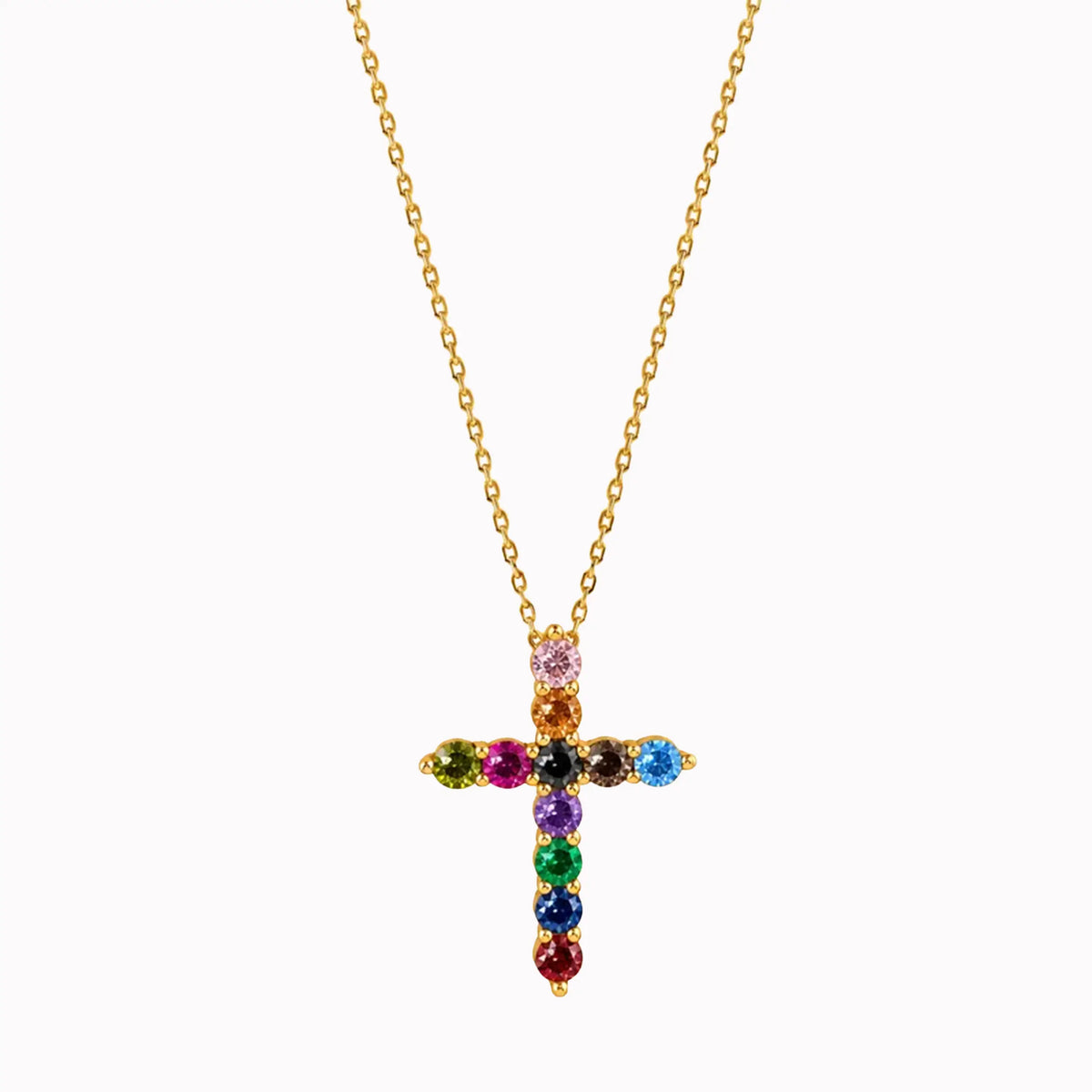 Lant cu Pandant din Aur Galben 14K cu Zirconiu Multicolor 3.97gr