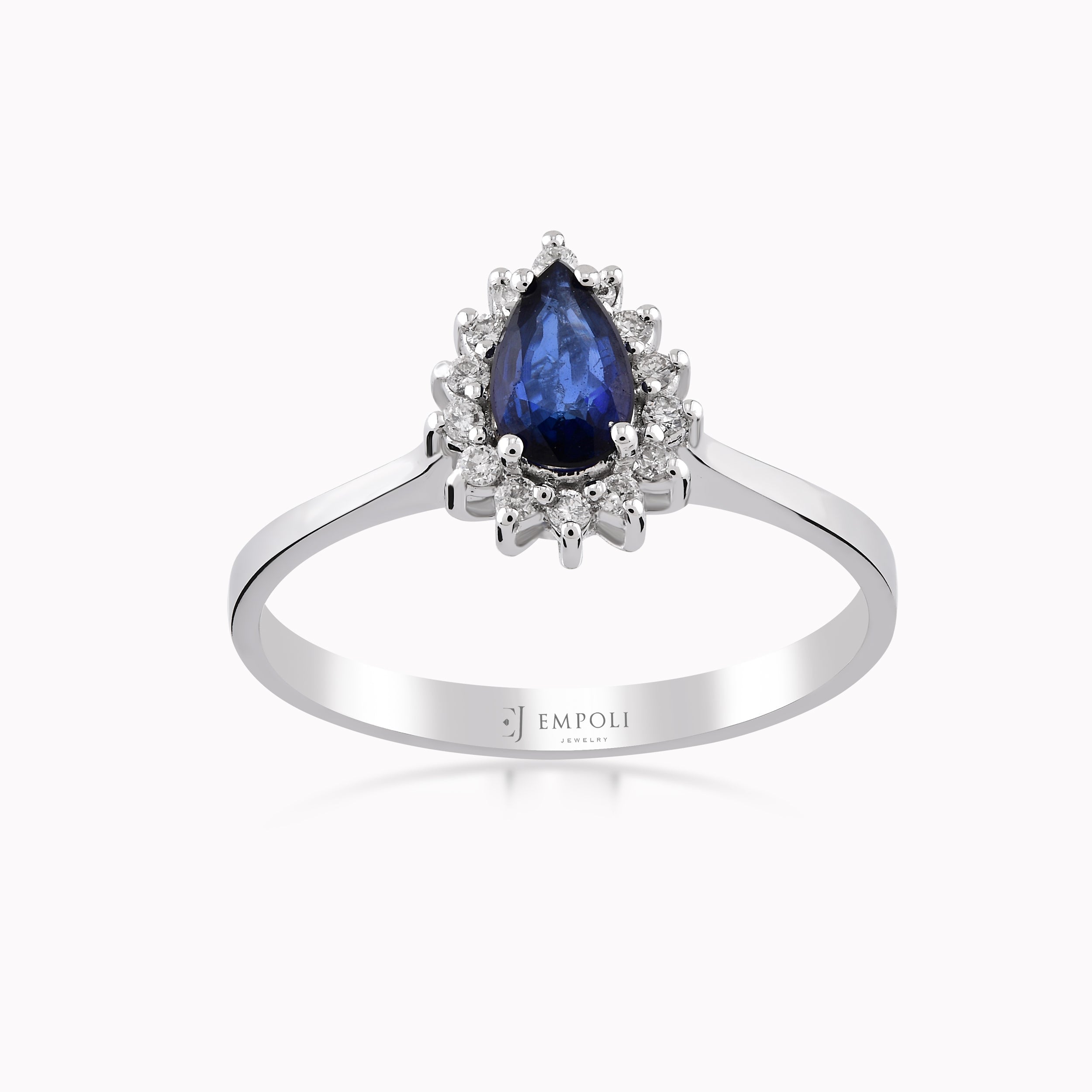 14K White Gold Sapphire & Diamond Ring — 0.14 ct Diamonds