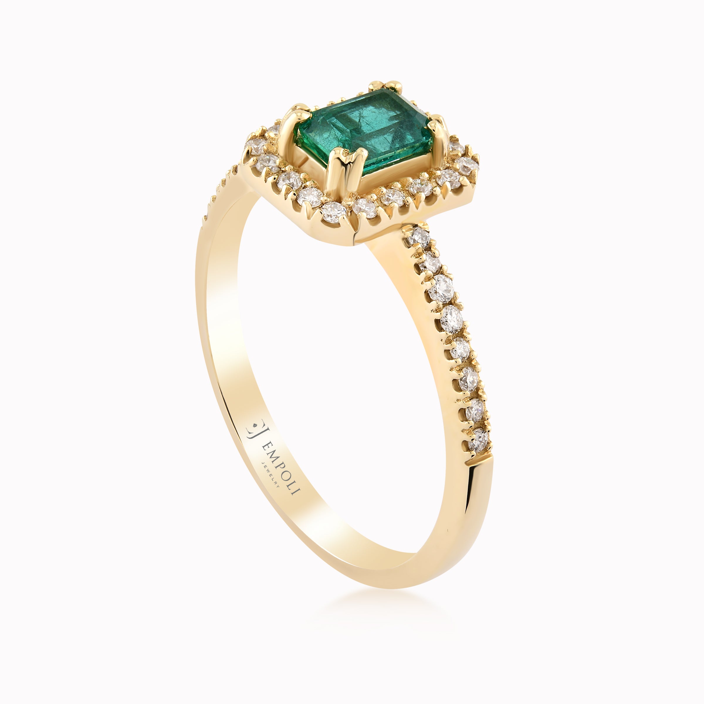 14K Yellow Gold Emerald & Diamond Ring — 0.21 ct Diamonds