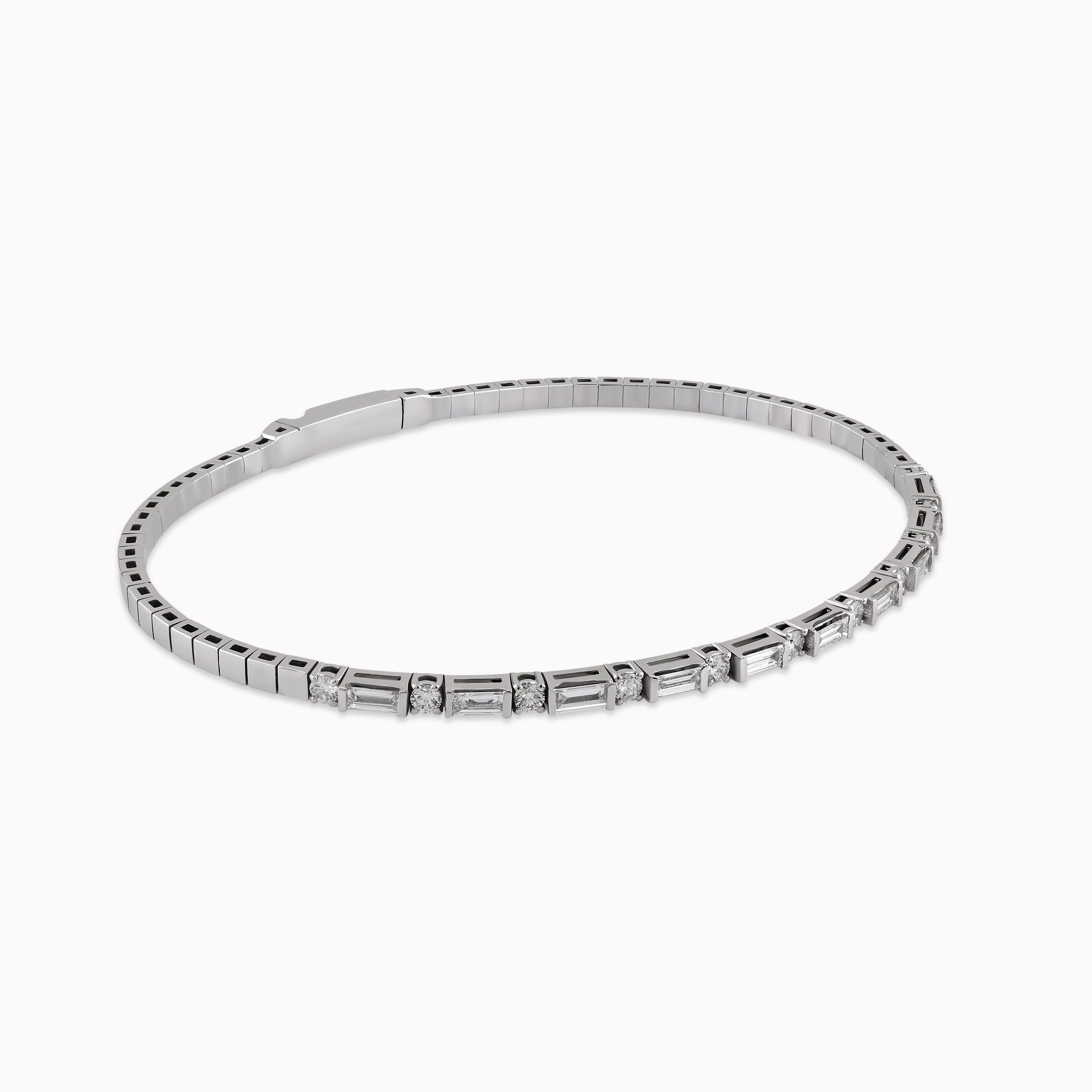 14K White Gold Diamond Tennis Bracelet — 0.89 ct