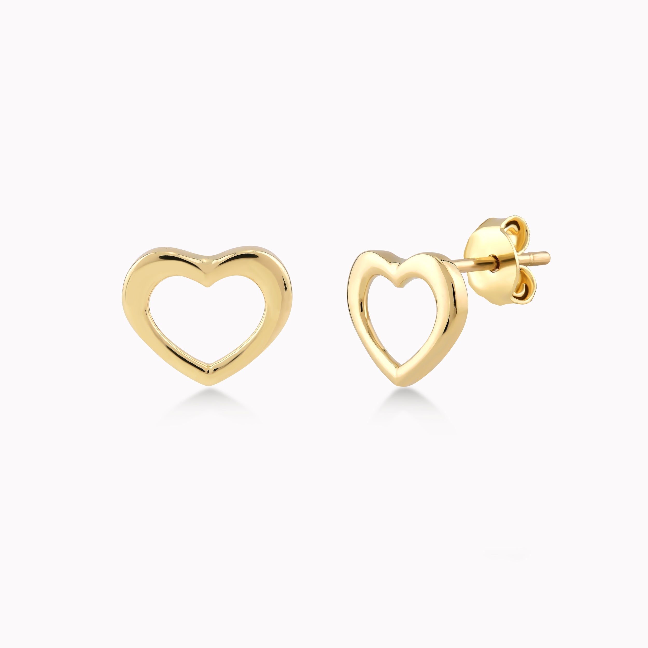 14K Yellow Gold Heart Earrings