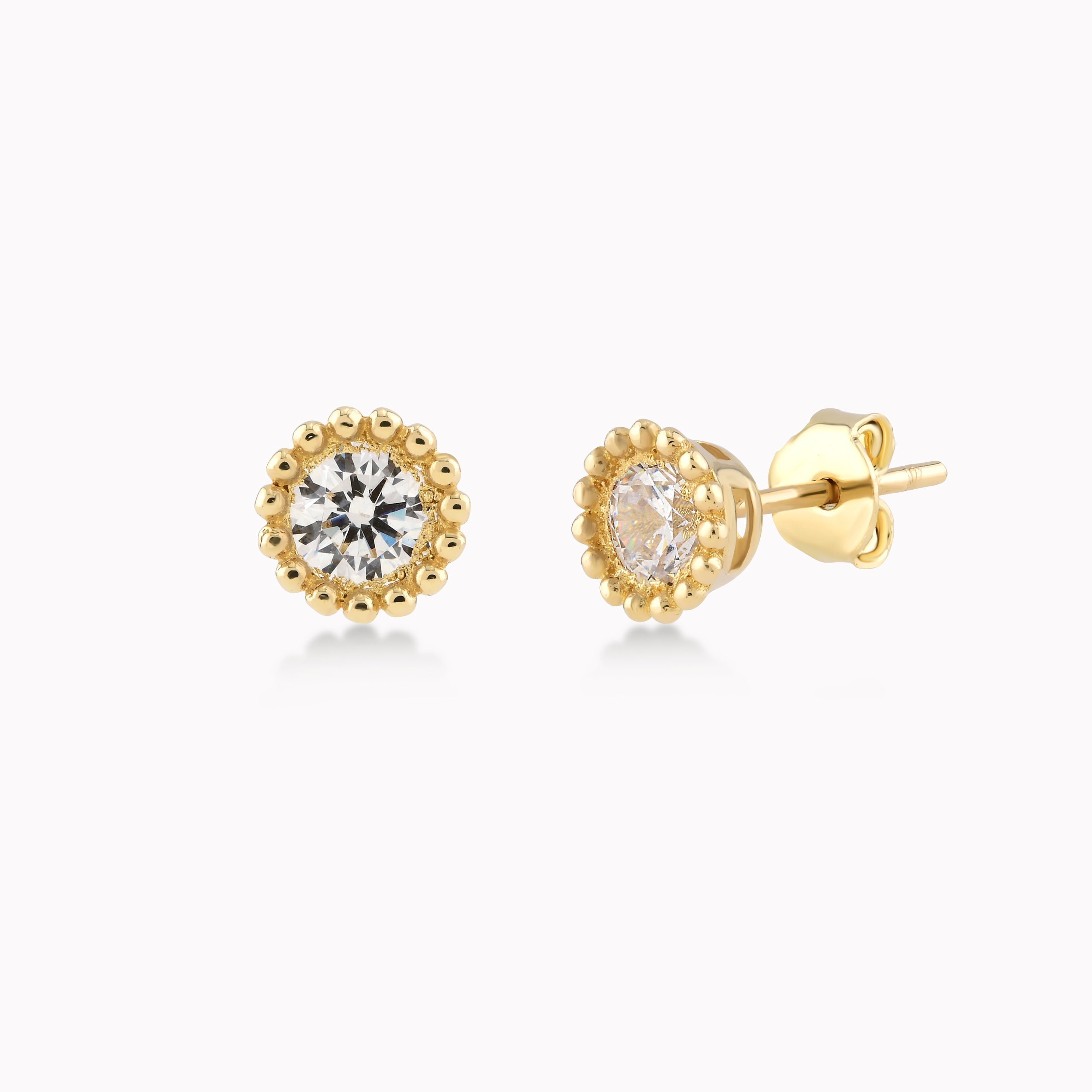 14K Yellow Gold White Cubic Zirconia Earrings