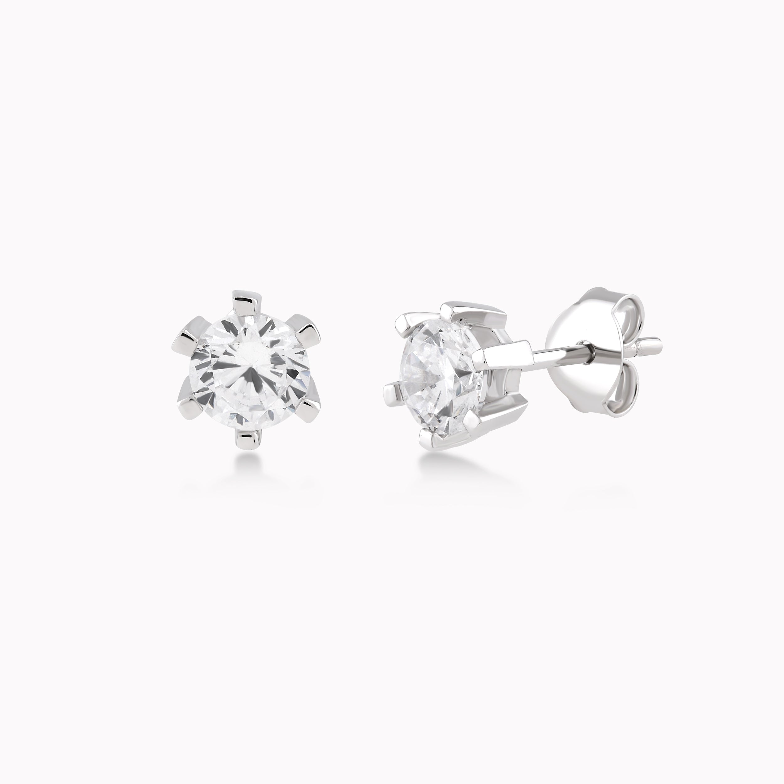 14K White Gold White Cubic Zirconia Earrings
