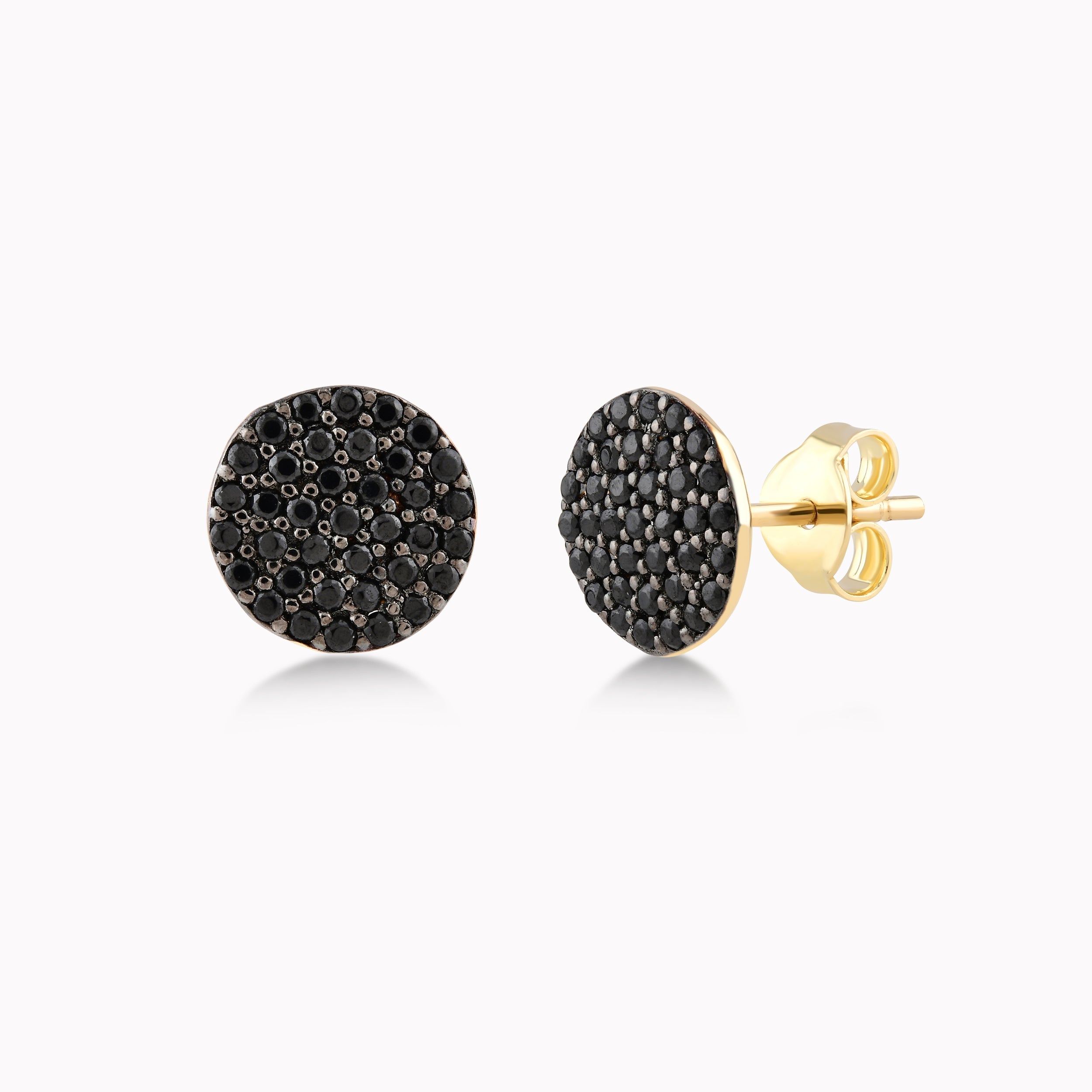 14K Yellow Gold Black Cubic Zirconia Earrings