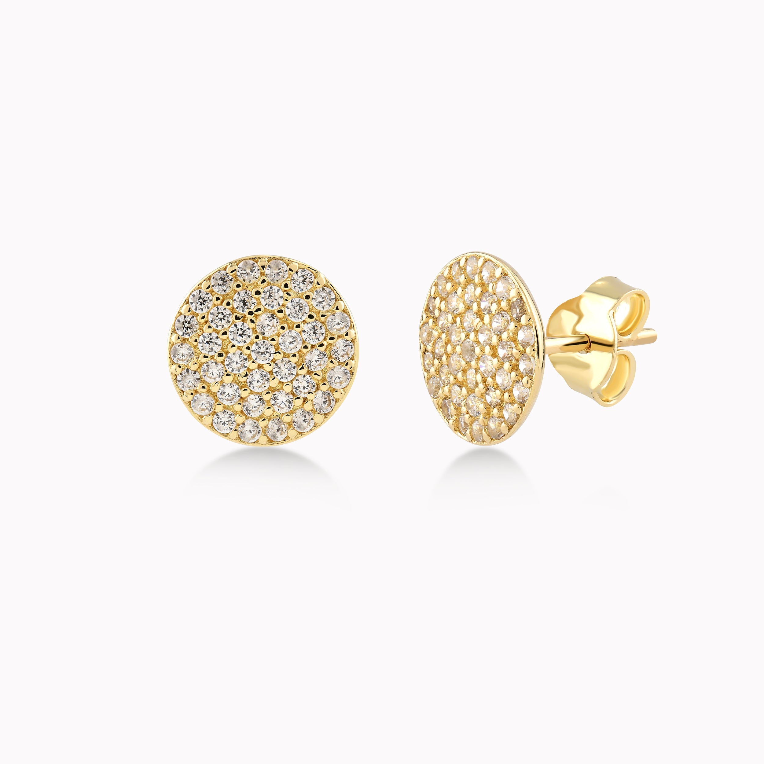 14K Yellow Gold White Cubic Zirconia Earrings