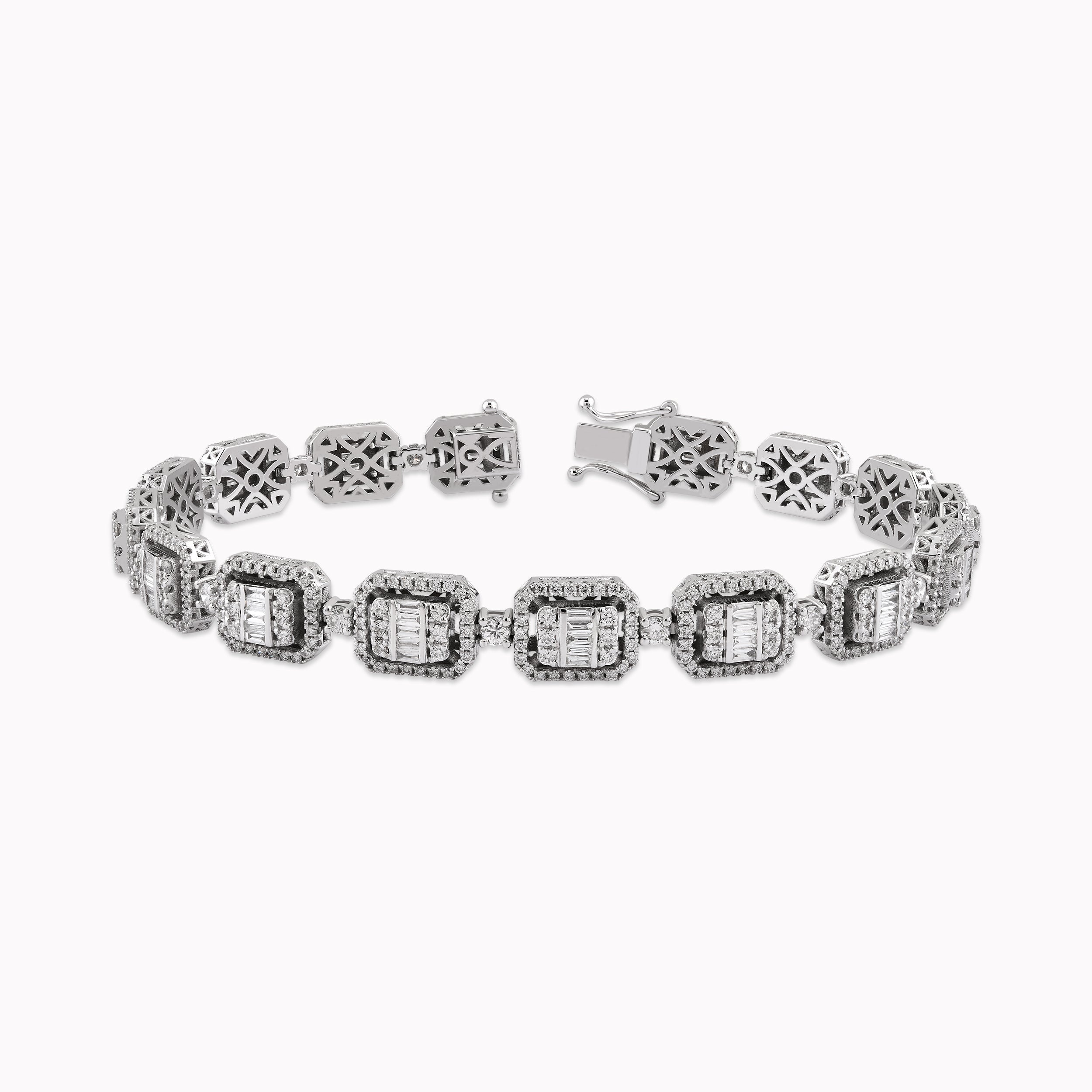 14K White Gold Diamond Bracelet — 3.22 ct