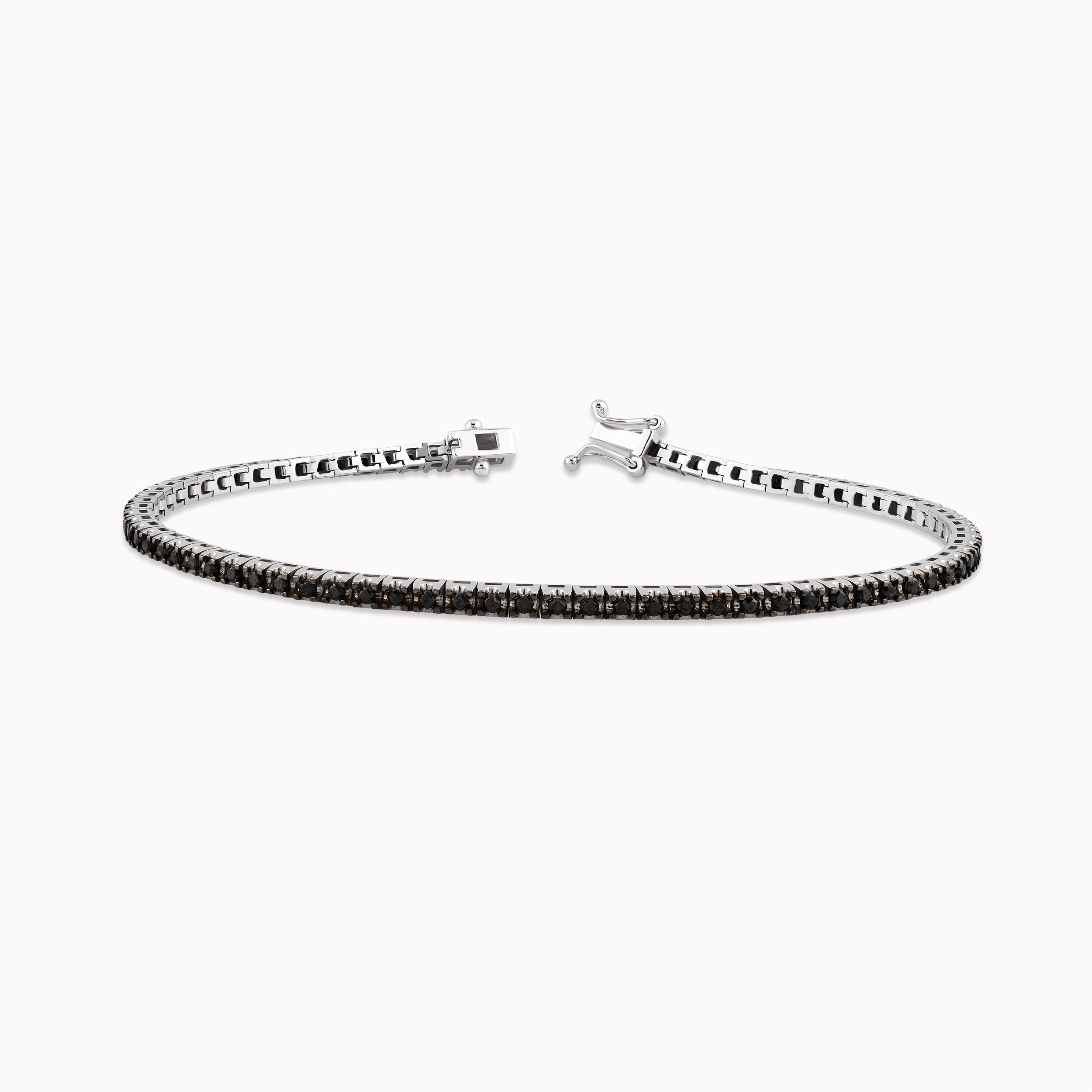 14K White Gold Black Diamond Tennis Bracelet — 3.25 ct