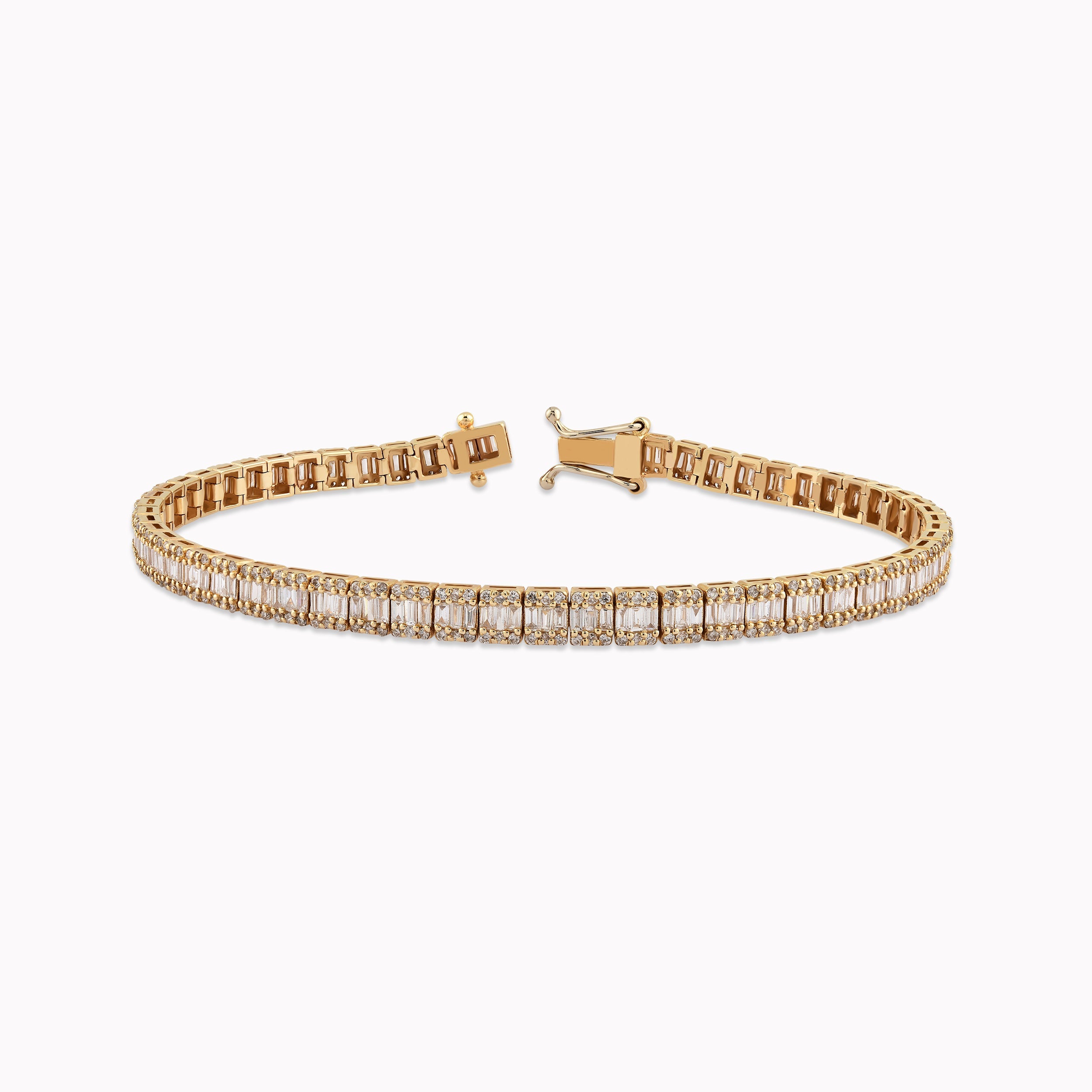14K Yellow Gold Diamond Tennis Bracelet — 3.20 ct