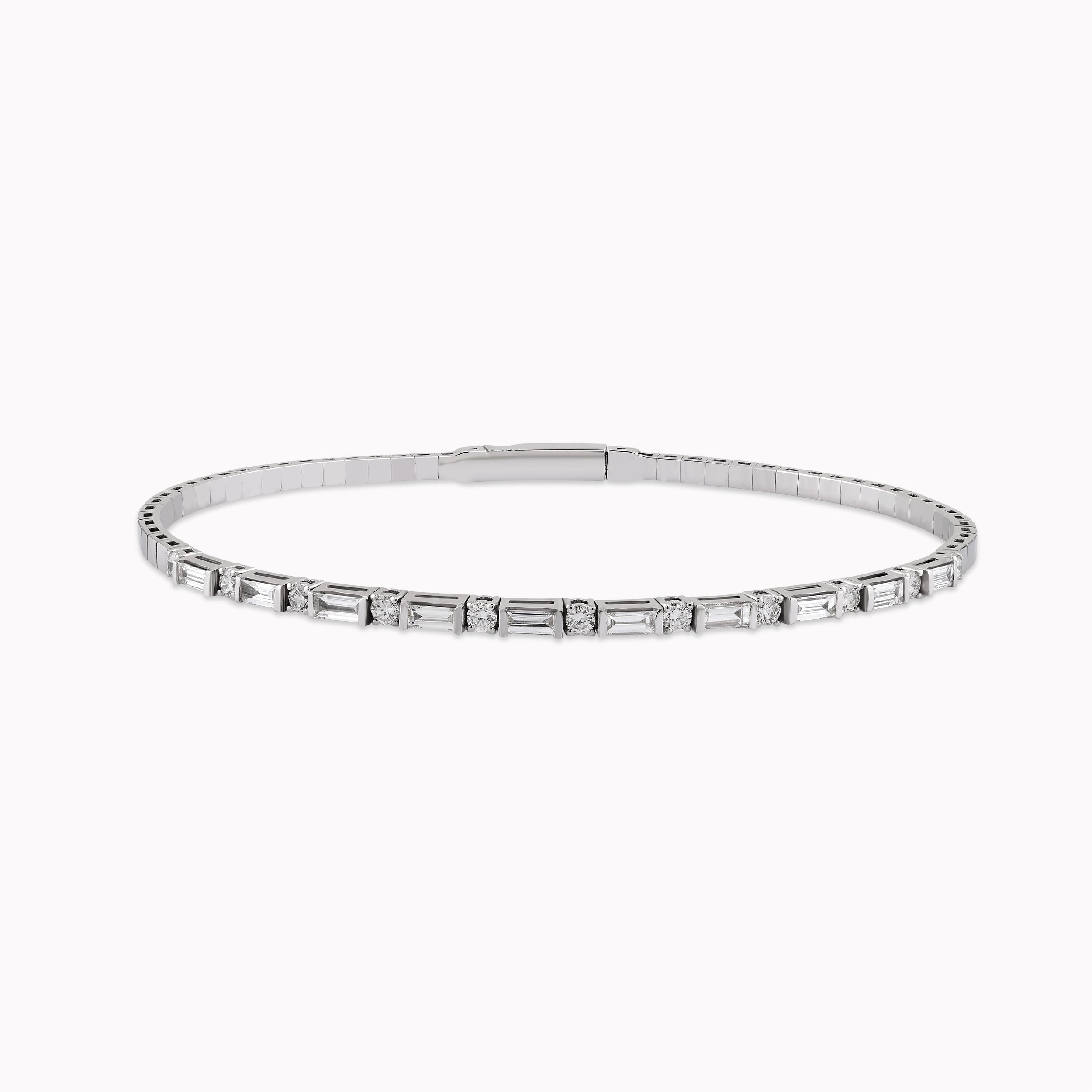14K White Gold Diamond Tennis Bracelet — 0.89 ct
