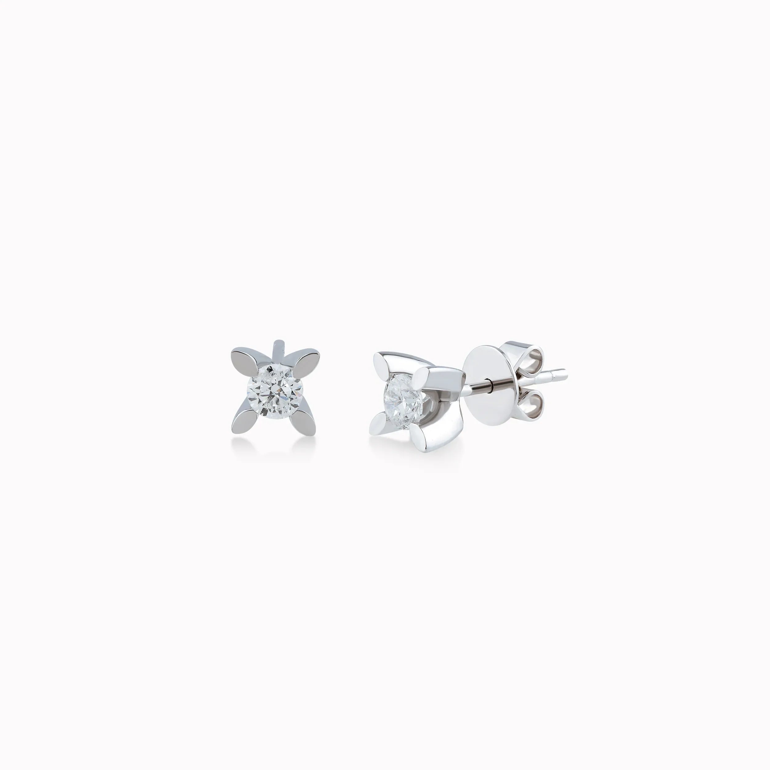 Cercei aur alb 14k cu diamante 0.11ct