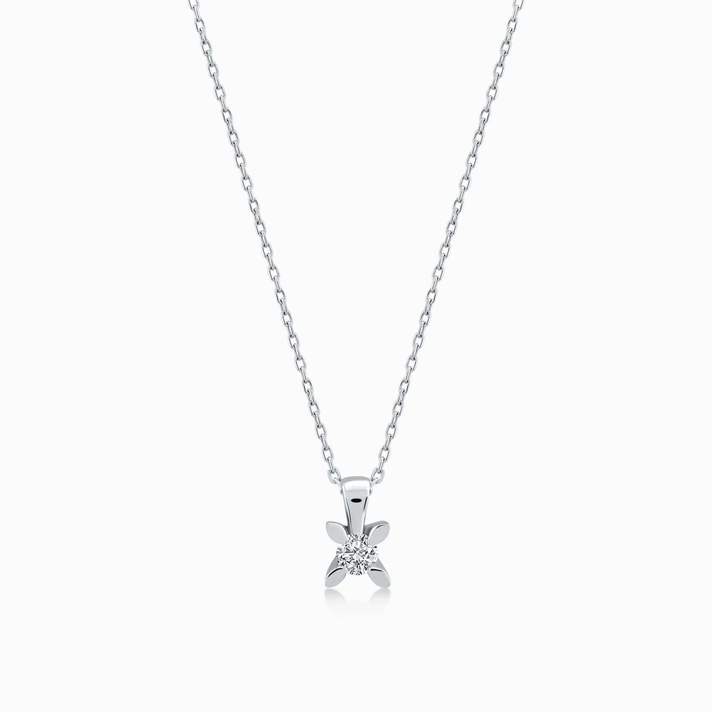 14K White Gold Diamond Pendant Necklace — 0.32 ct