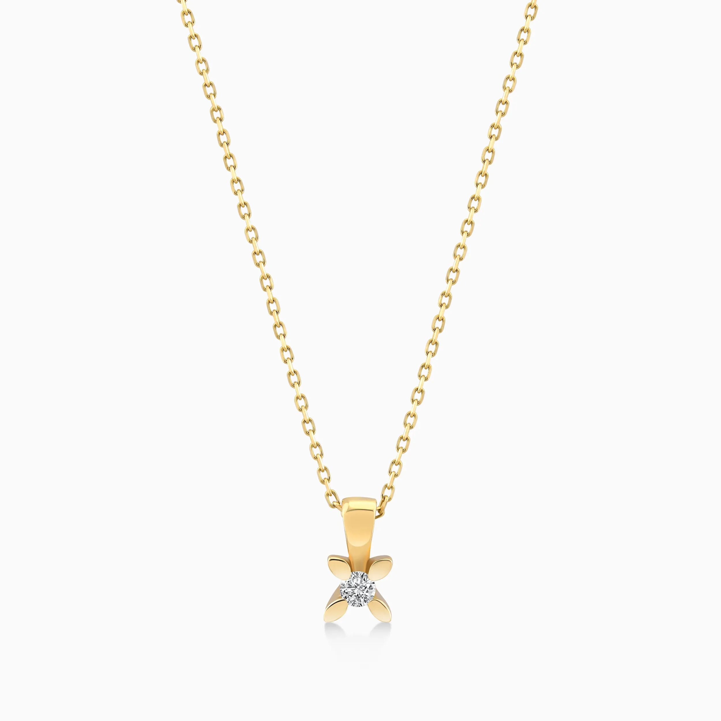 14K Yellow Gold Diamond Pendant Necklace — 0.05 ct